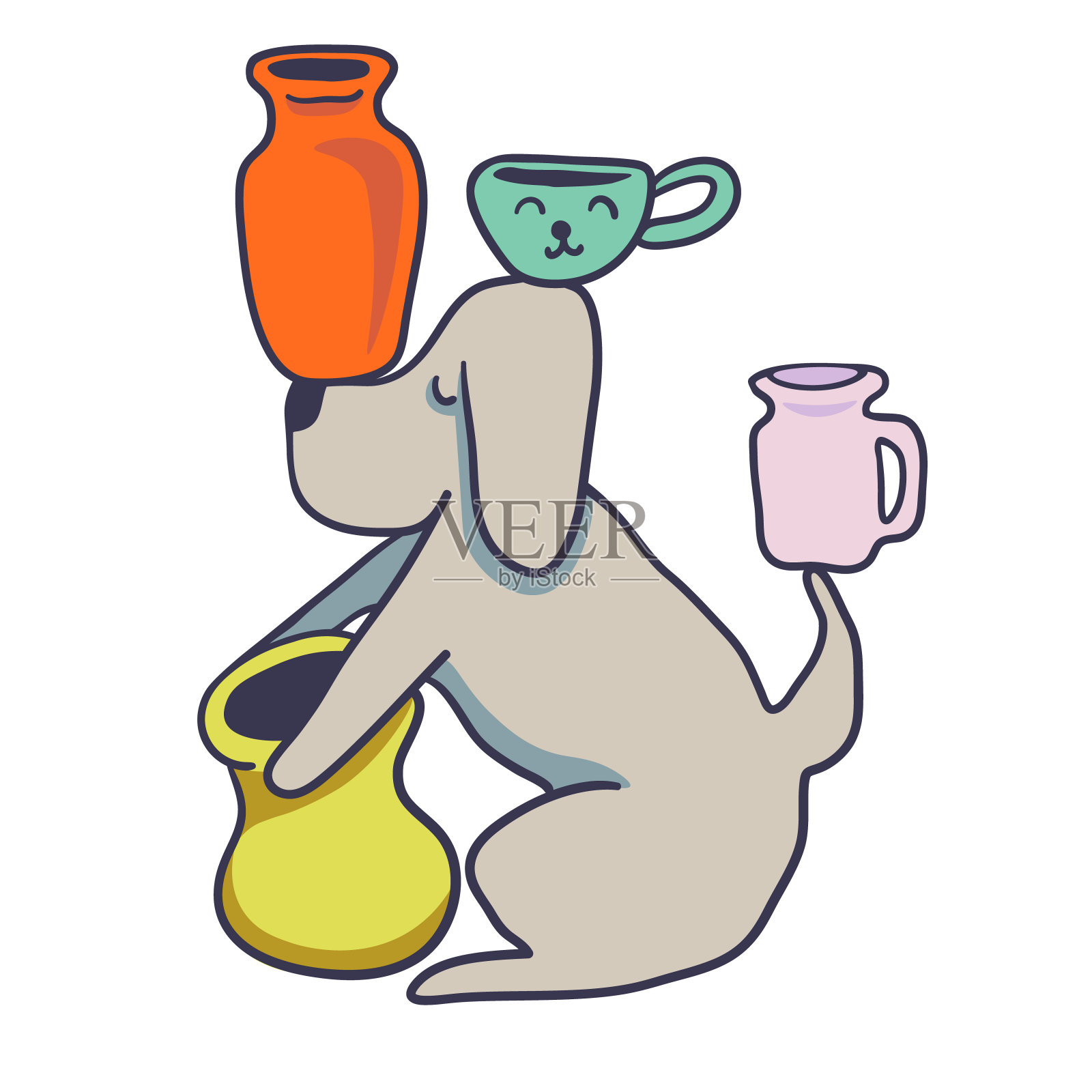 狗狗-陶器插画图片素材