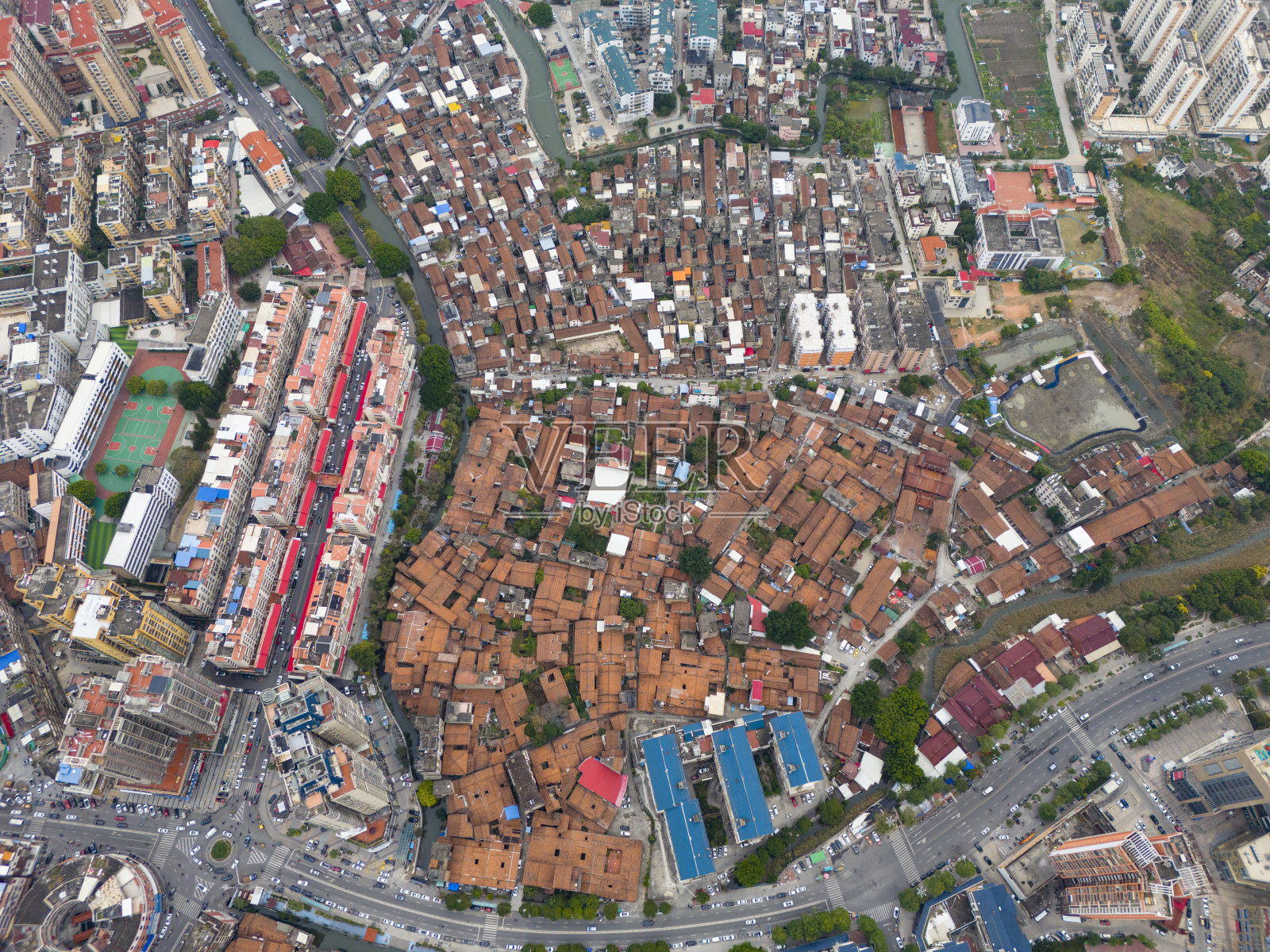 城镇老房子鸟瞰图照片摄影图片