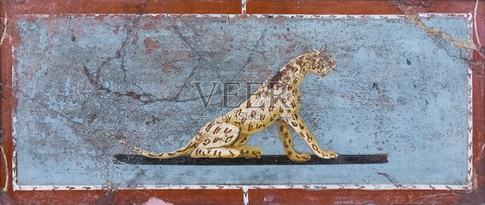 庞贝壁画中黑豹的形象照片摄影图片