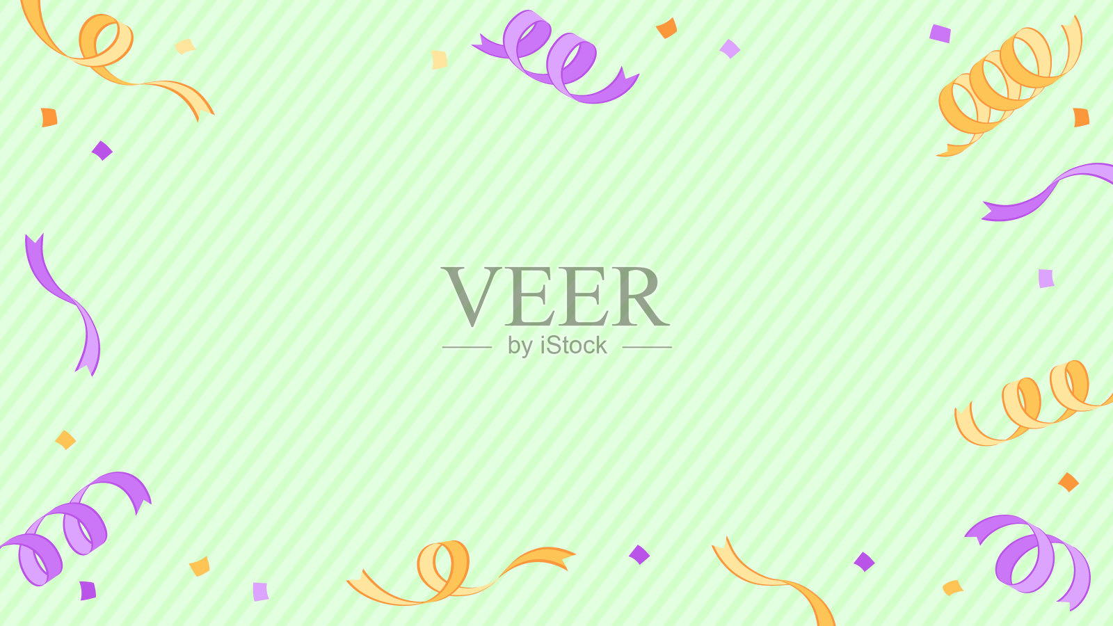 背景框架边界与卷曲的丝带和五彩纸屑插画图片素材