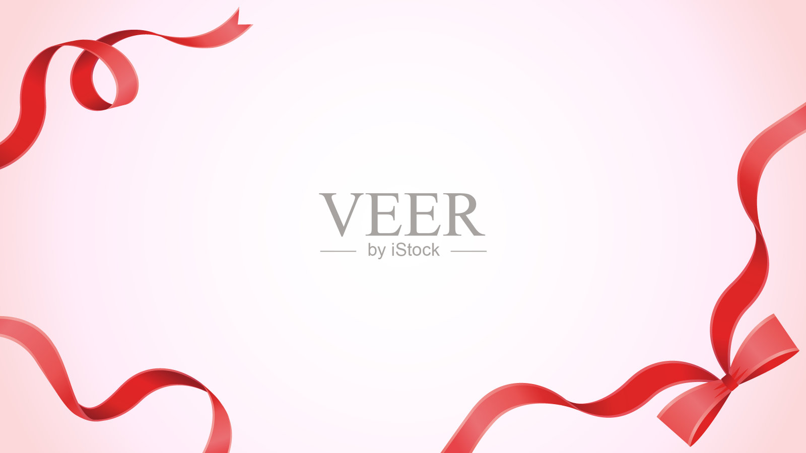 背景框架边界与卷曲的红丝带和五彩纸屑插画图片素材