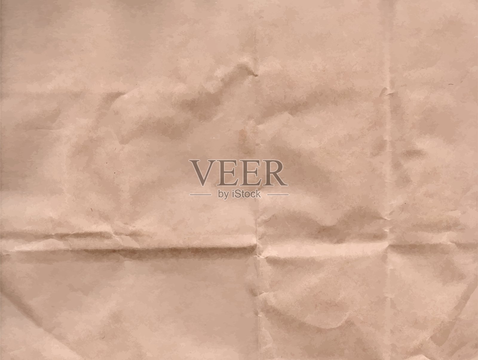 皱巴巴的奶油工艺品包装纸的纹理。抽象的棕褐色纹理旧纸背景。米色旧纸板背景。旧纸莎草矢量插图的垃圾复古笔记页或包插画图片素材