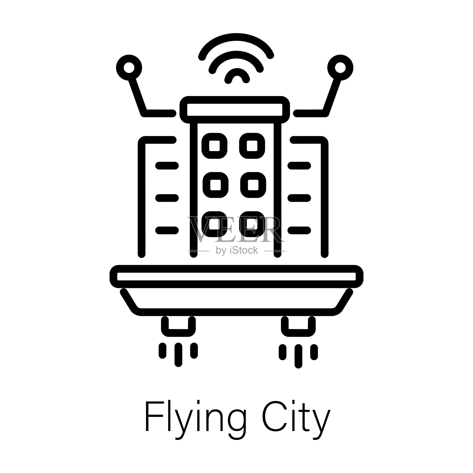 飞的城市插画图片素材