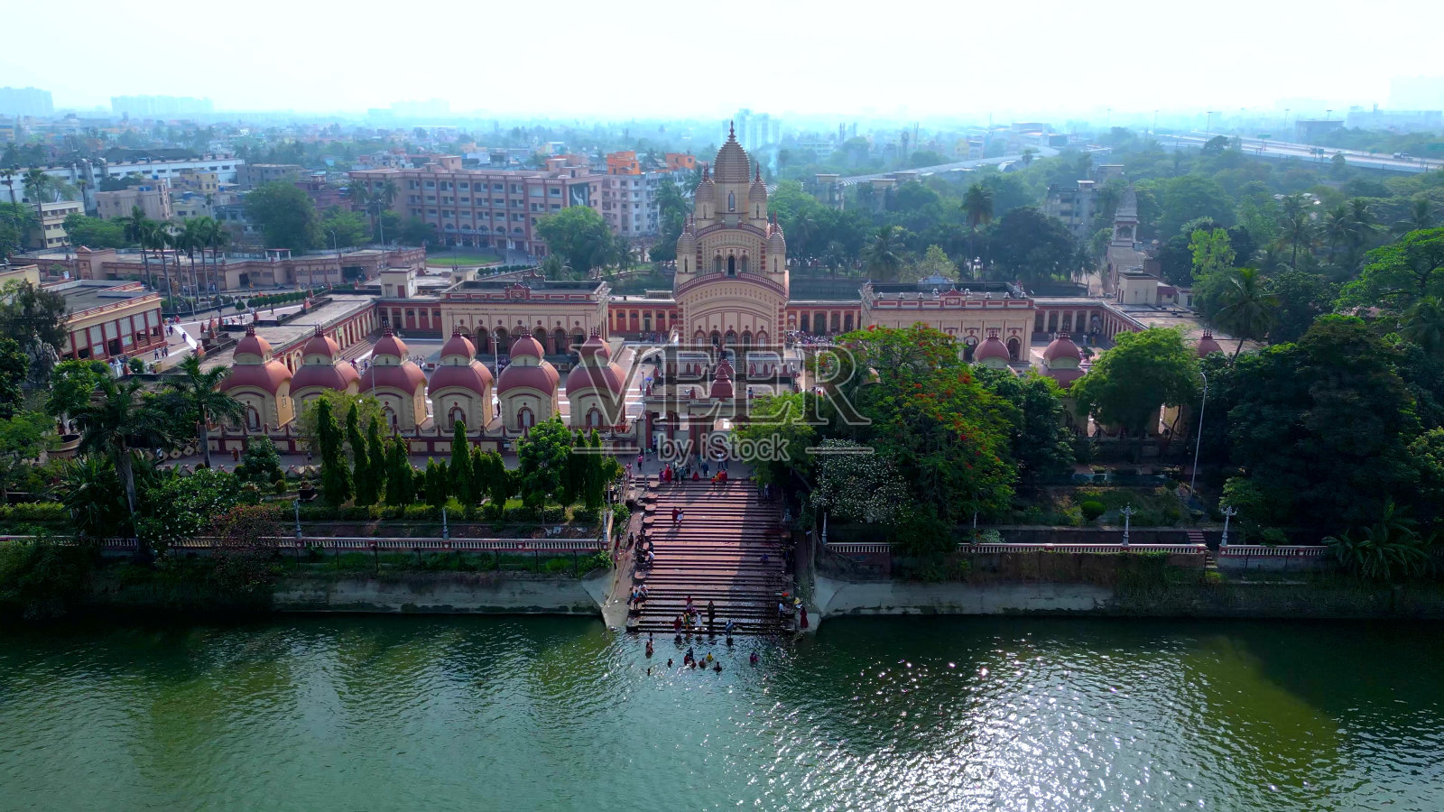 Dakshineswar Kali寺鸟瞰图照片摄影图片