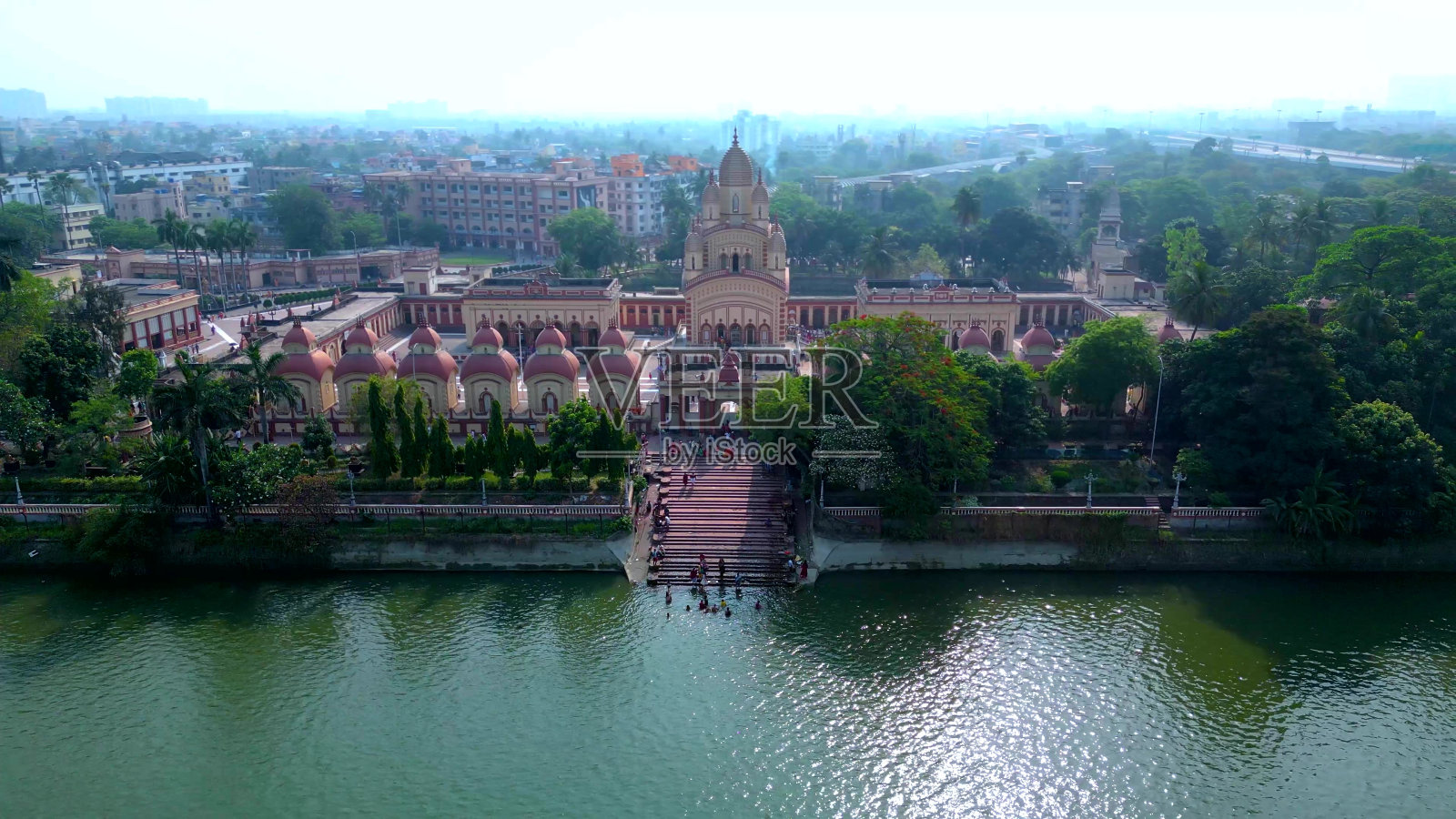 Dakshineswar Kali寺鸟瞰图照片摄影图片