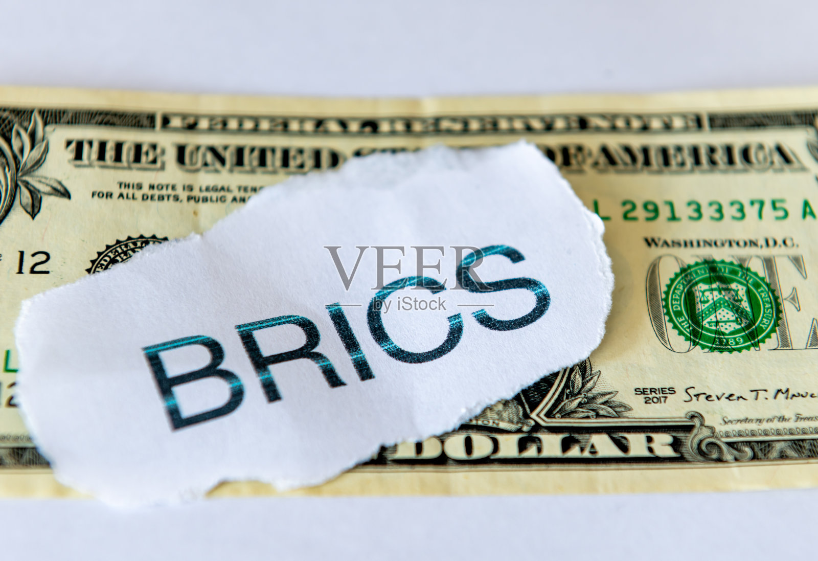 De-dollarization概念。金砖五国。照片摄影图片