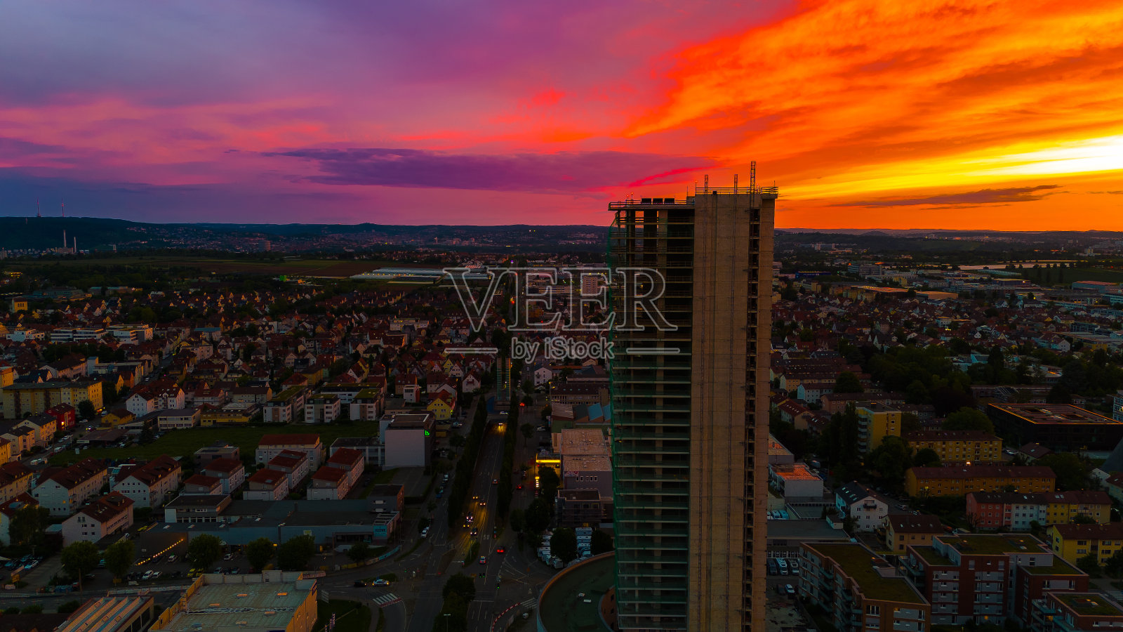 日落中的施瓦本塔照片摄影图片