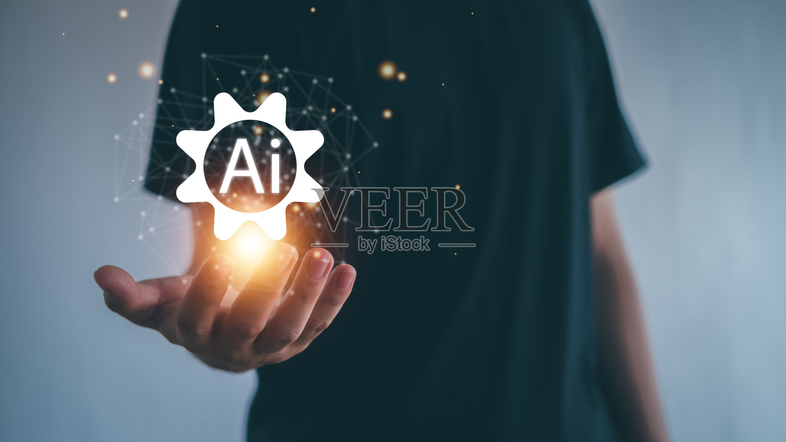 人工智能技术，人类使用智能手机技术，人工智能通过输入命令提示符生成一些东西，与人工智能聊天。照片摄影图片