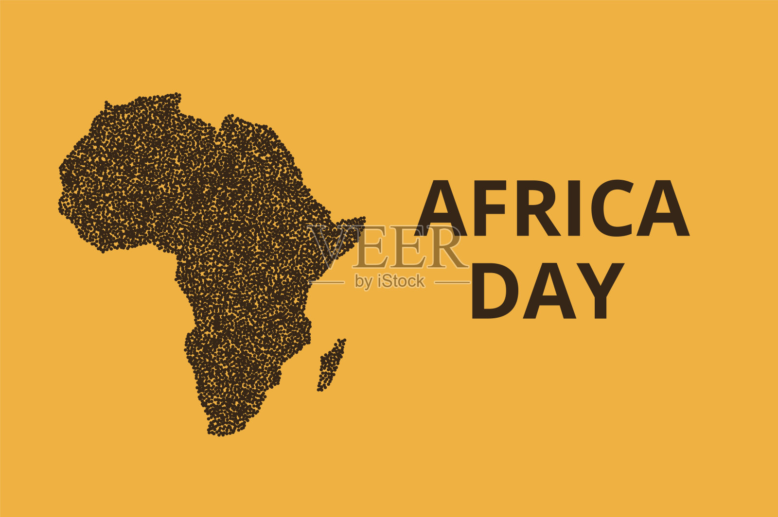 非洲日插图与非洲地图剪影横幅。庆典设计卡片模板。非洲解放5月25日。向量的背景插画图片素材