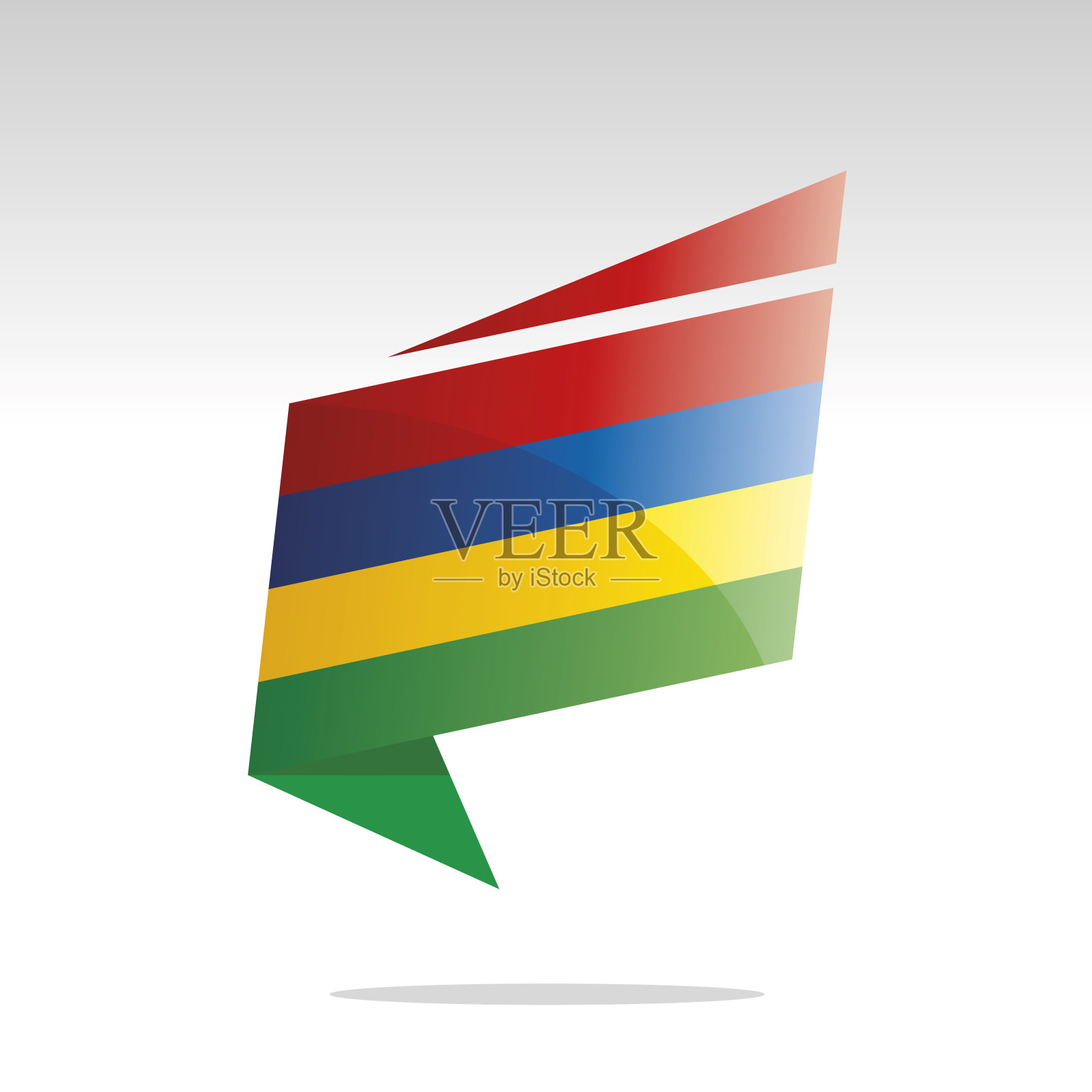 新的抽象毛里求斯国旗折纸图标按钮标签矢量插画图片素材