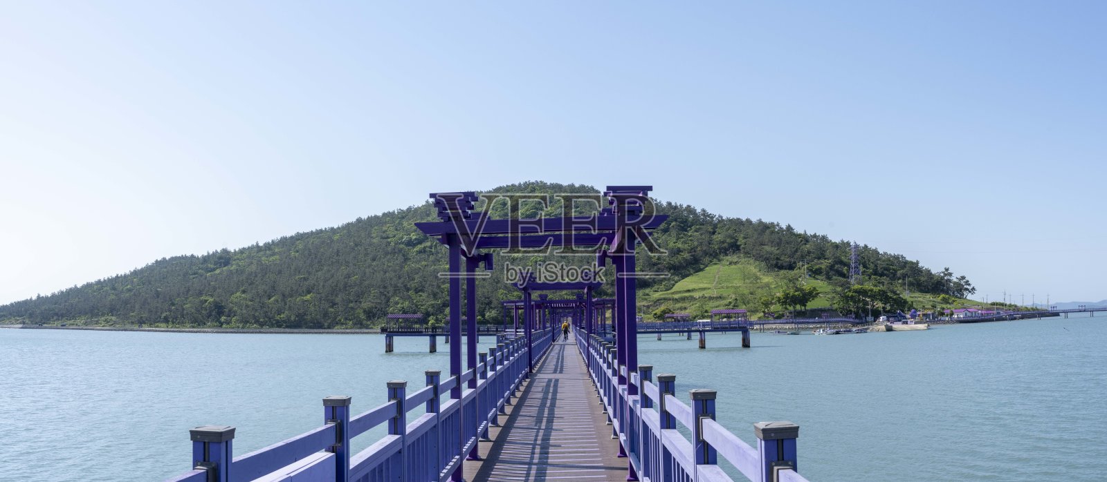 紫桥连接岛屿和岛屿照片摄影图片