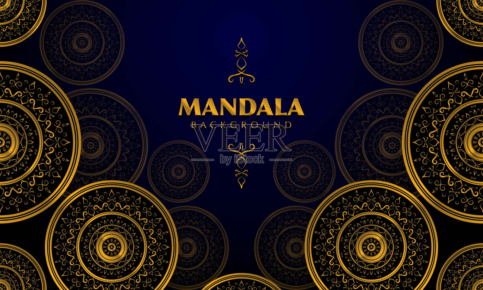 金色曼陀罗背景设计。插画图片素材