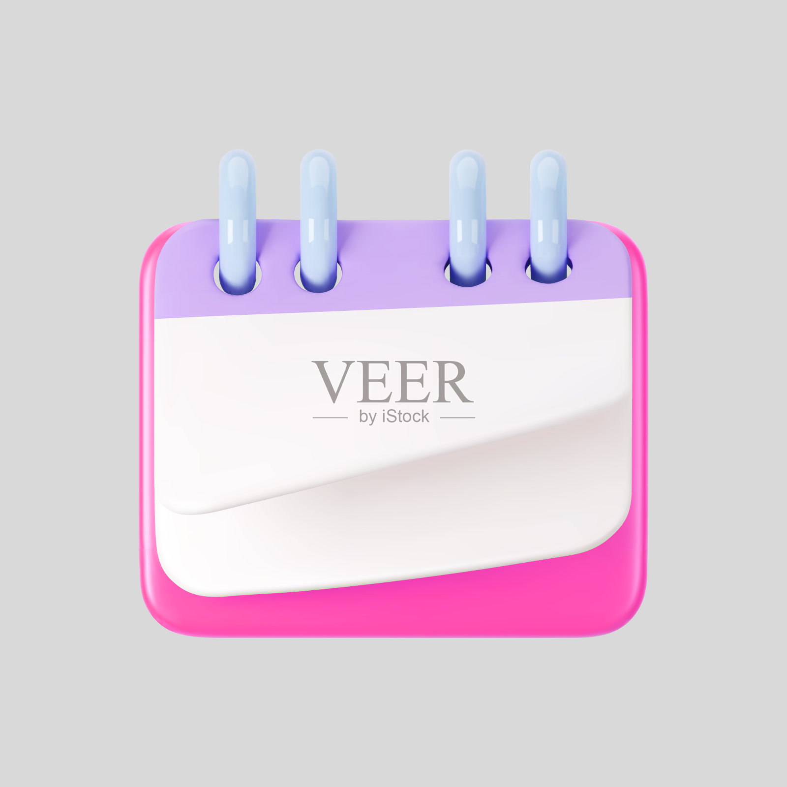3d粉红色日历图标与翻转页面和戒指隔离在灰色背景。每日行程计划的绘制。日历活动策划，工作策划理念。三维卡通简单的矢量插图插画图片素材
