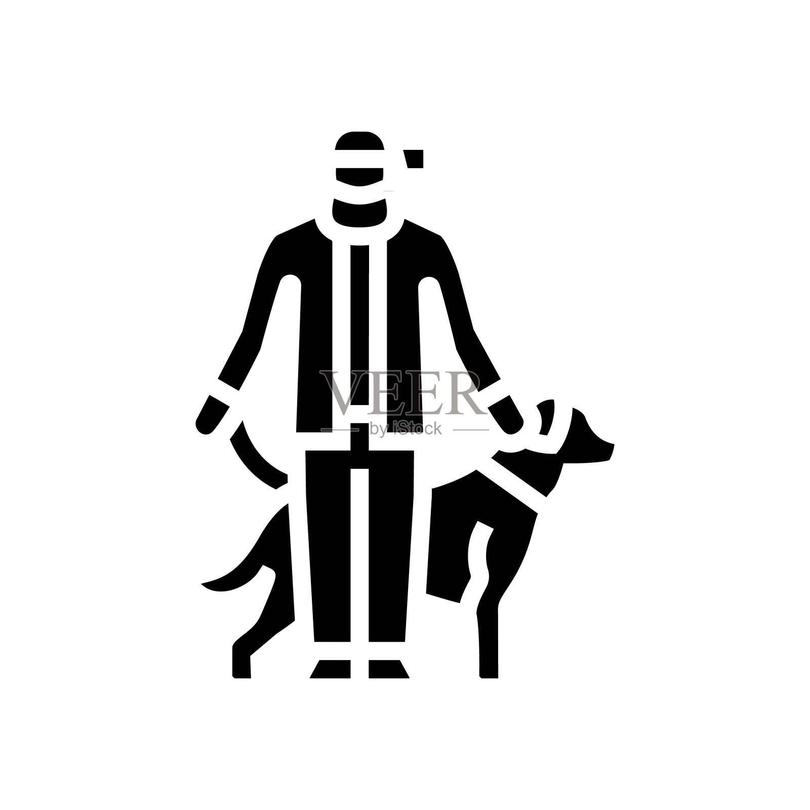 宠物老人休闲字形图标矢量插图插画图片素材