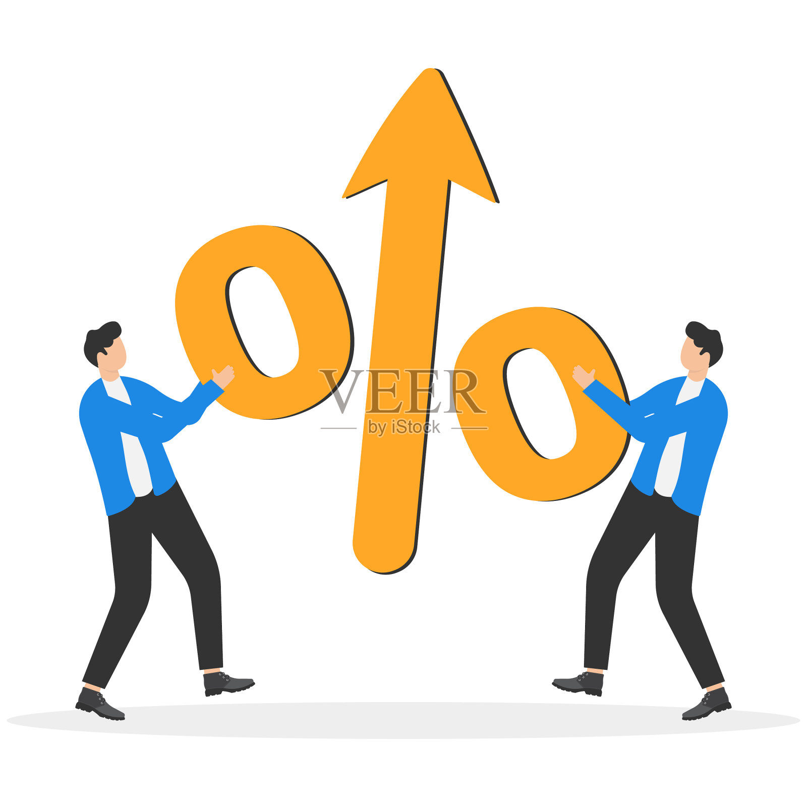 企业竞争市场份额比例、投资利益冲突、贸易战理念、商家竞争大签比例插画图片素材