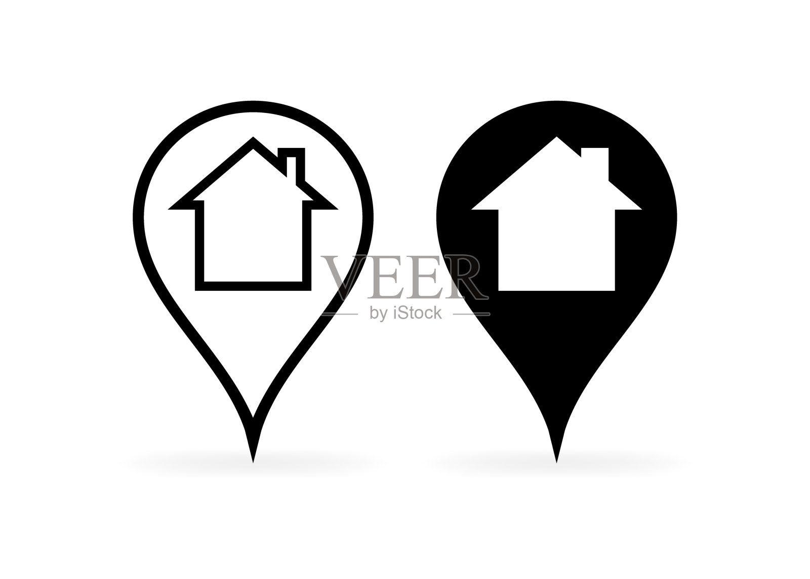 Home位置点图标。点回家。线性和轮廓风格。矢量图标插画图片素材