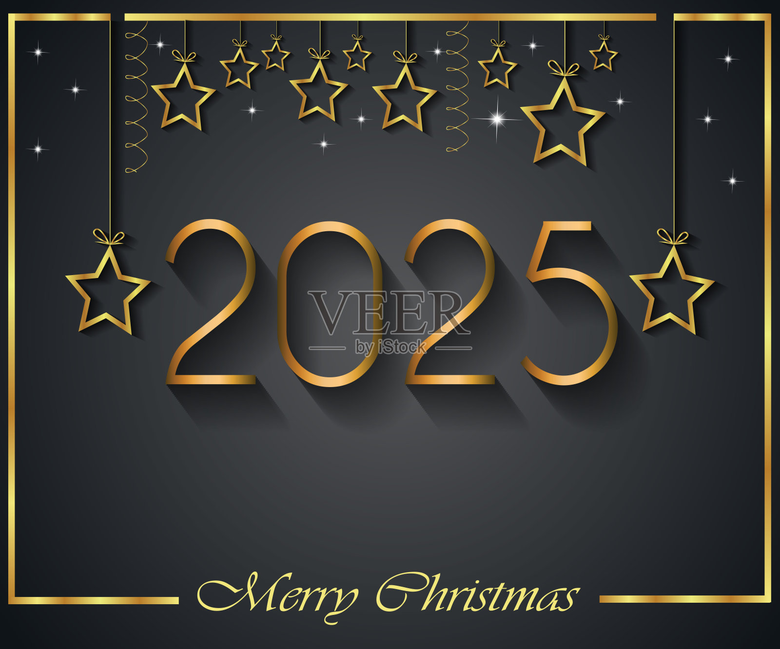 2025圣诞快乐的背景为您的季节邀请，节日海报，贺卡。插画图片素材