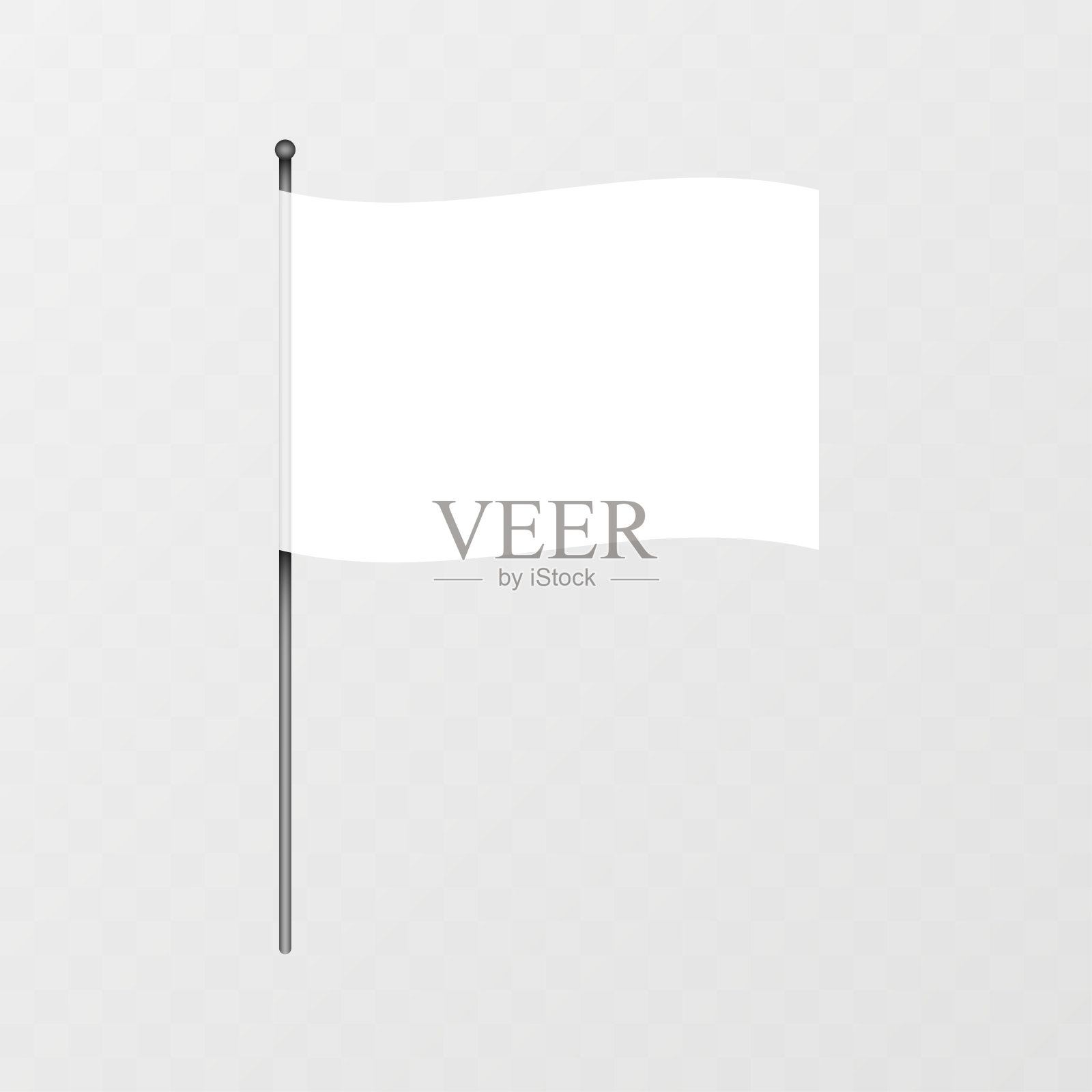 旗杆上插着白旗。矢量插图。插画图片素材