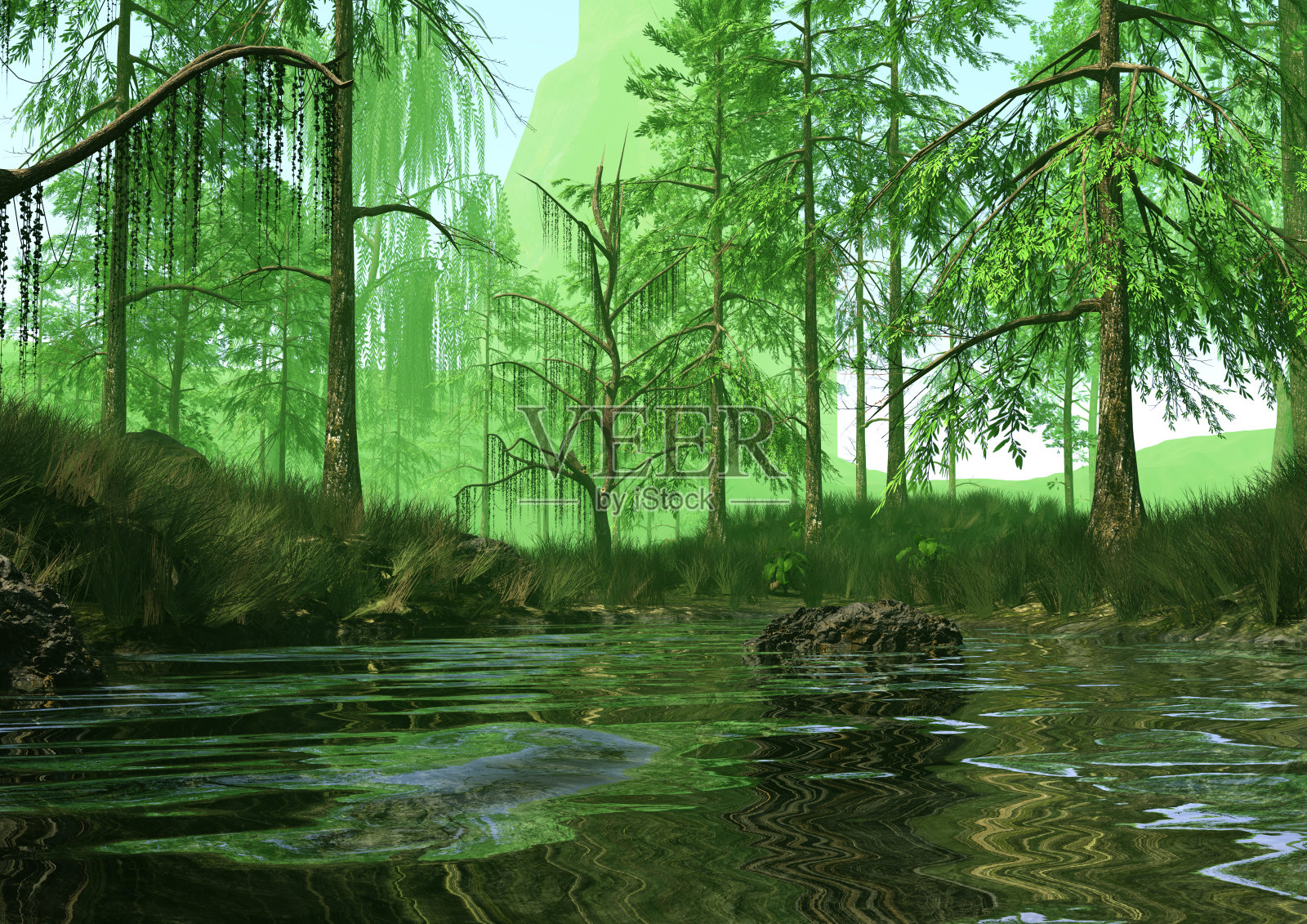 3D渲染侏罗纪森林照片摄影图片