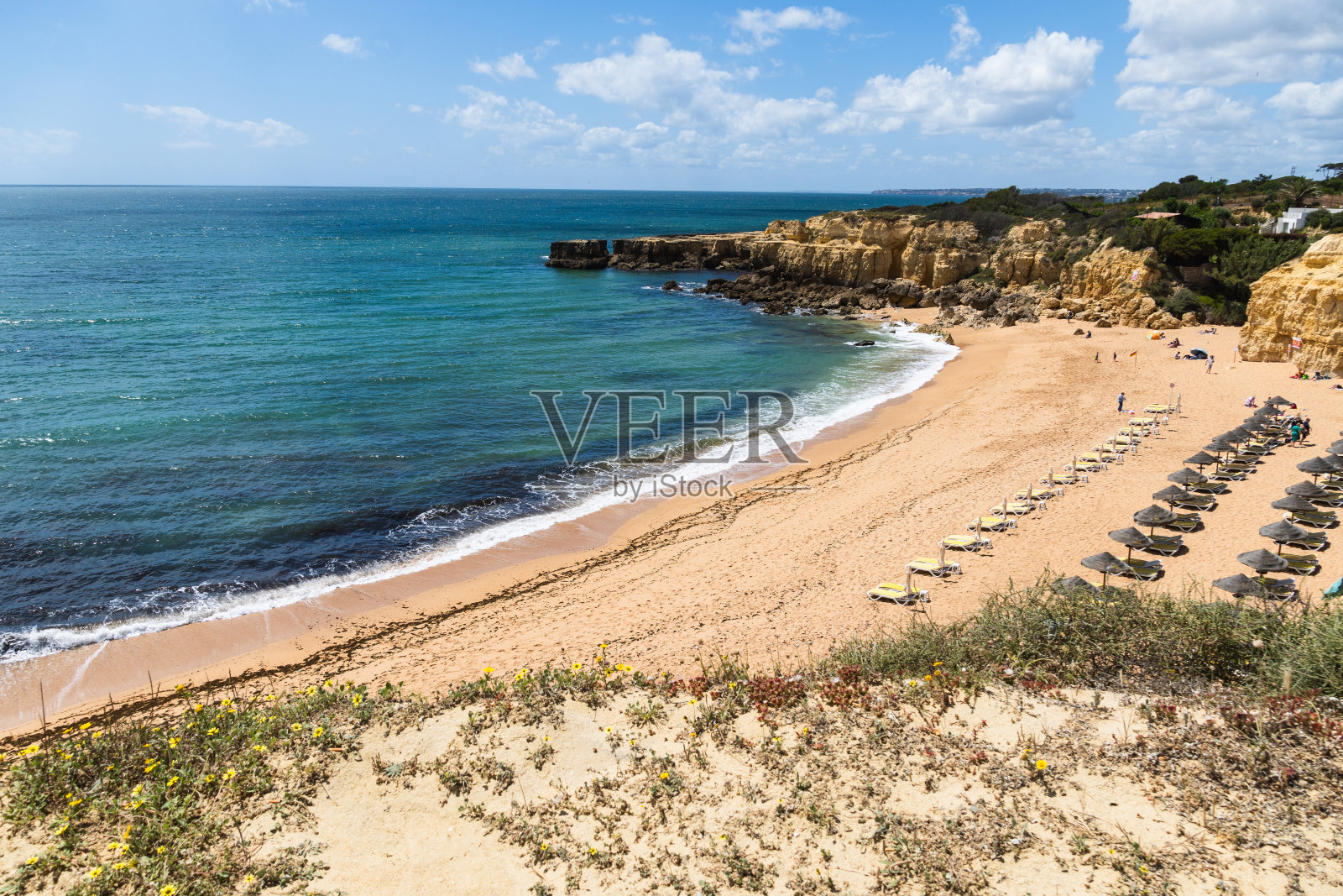 葡萄牙阿尔加维地区阿尔布费拉的美丽海景照片摄影图片