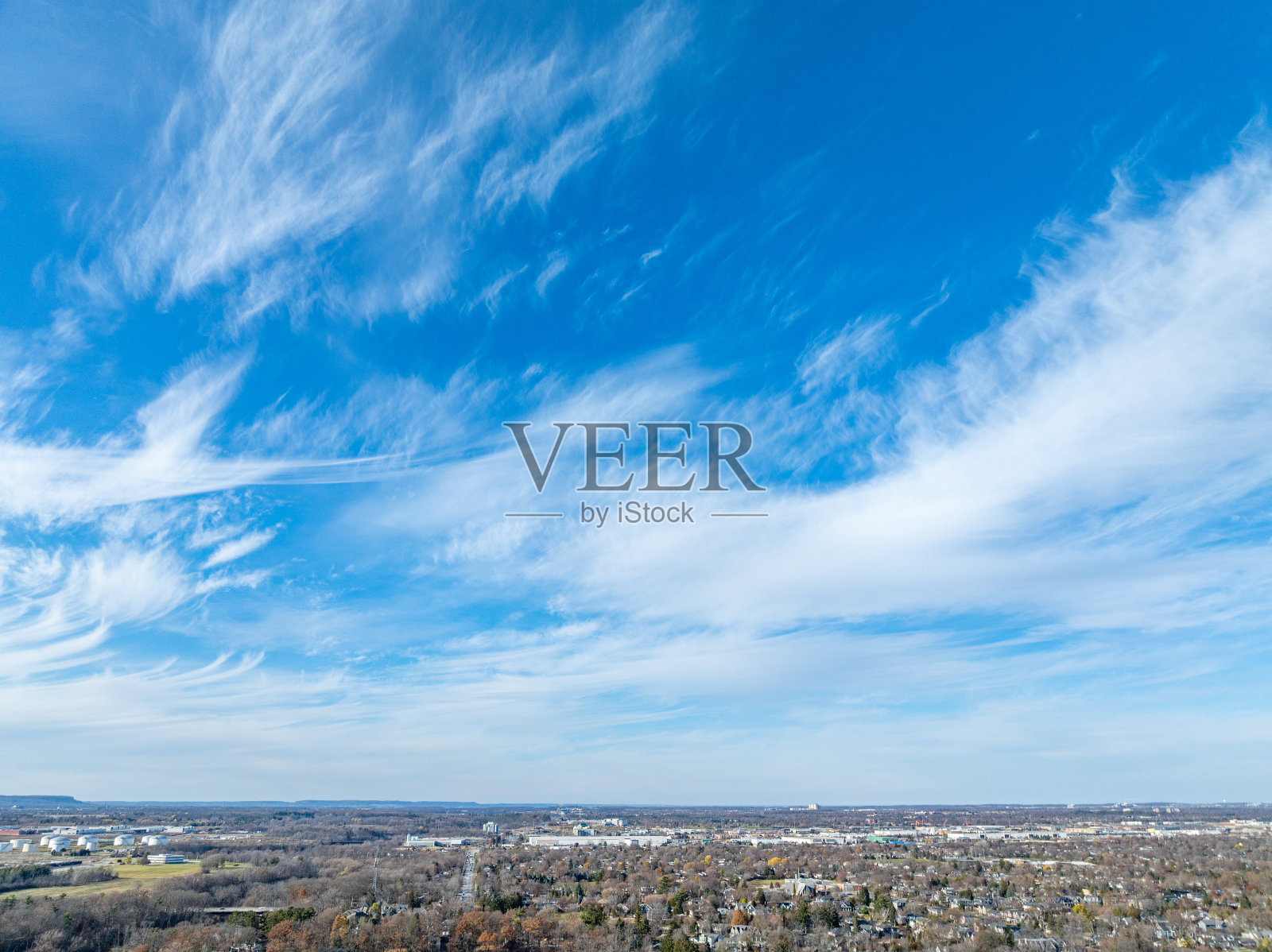 空中勃朗特海滩公园和渔夫湾，奥克维尔，加拿大照片摄影图片