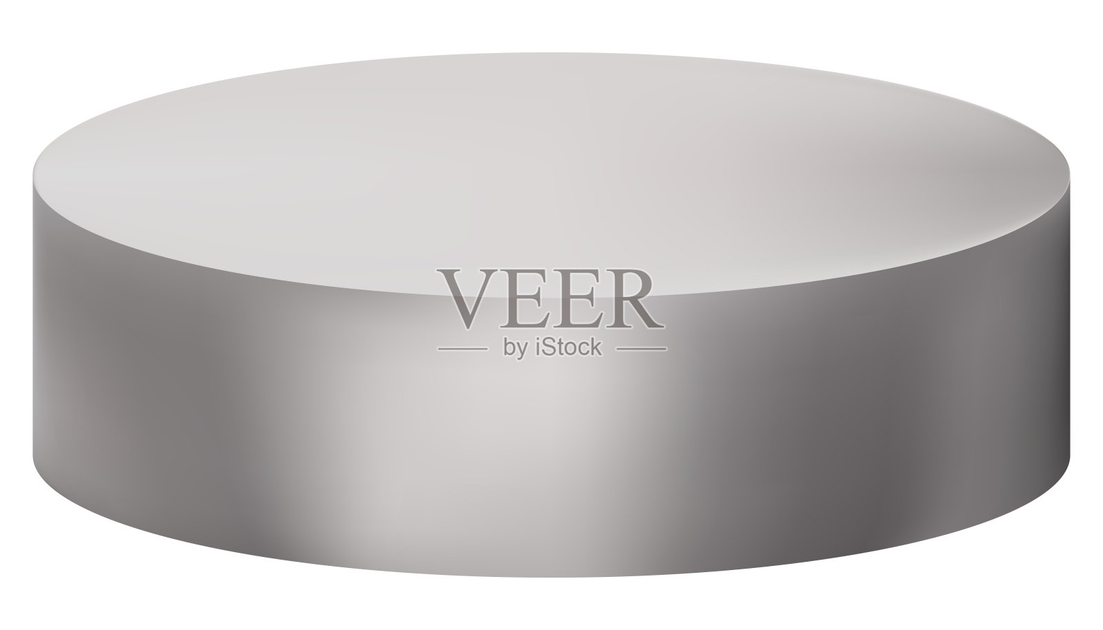 银色讲台隔离在白色背景，矢量插图白金3d舞台站的产品，化妆品的介绍。元素模型空灰色金属基座展示平台的美女站插画图片素材