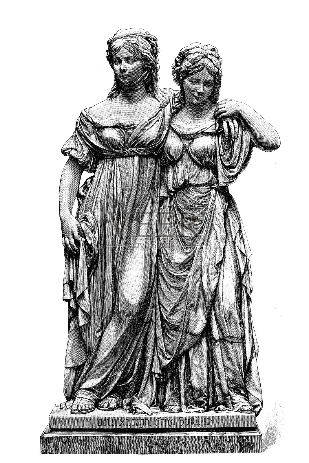 路易丝和弗雷德里卡姐妹，普鲁士公主插画图片素材