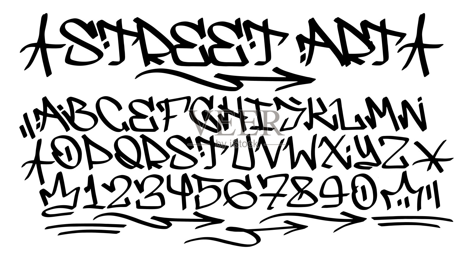 矢量涂鸦字体。插画图片素材