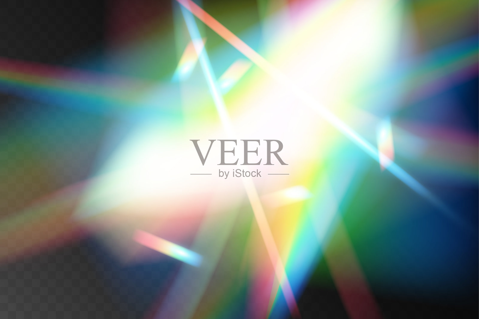 水晶彩虹光反射效果。彩色透明的虹彩镜片。插画图片素材