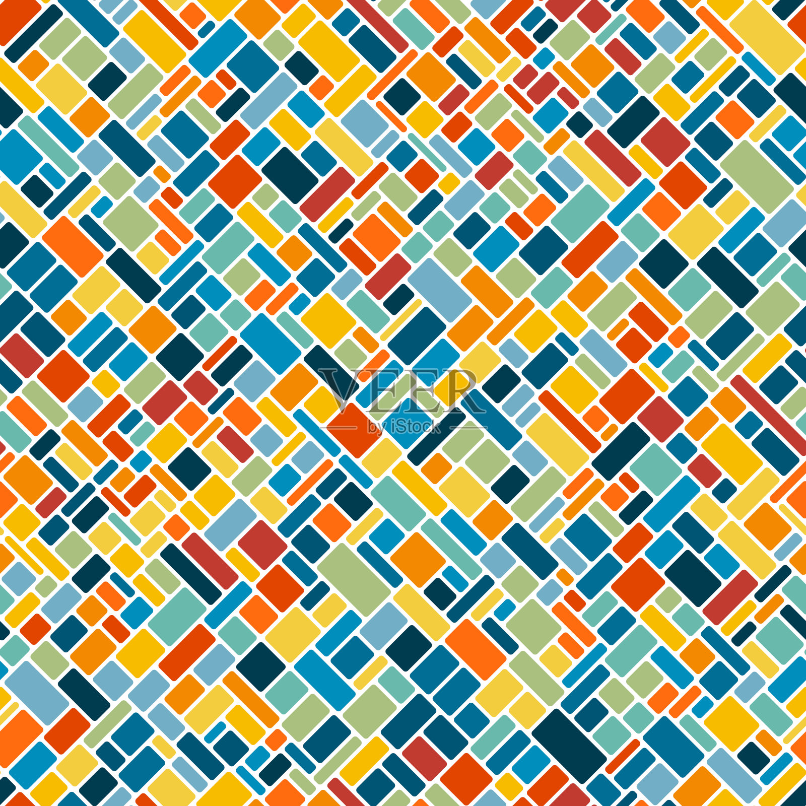 白色背景上的不规则方格网格和彩色方格。插画图片素材