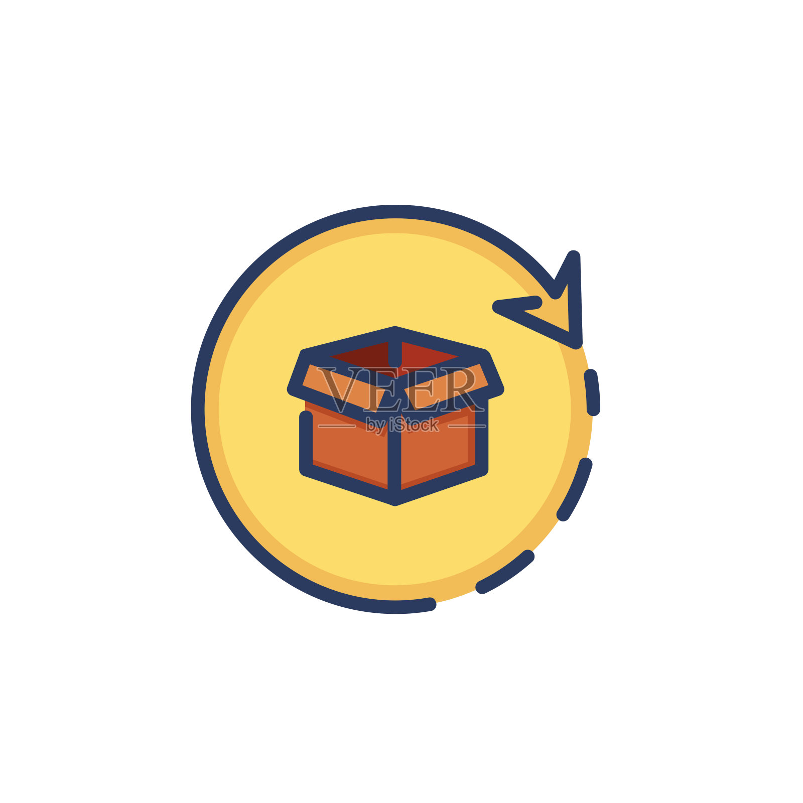 打开空框和循环箭头线图标插画图片素材