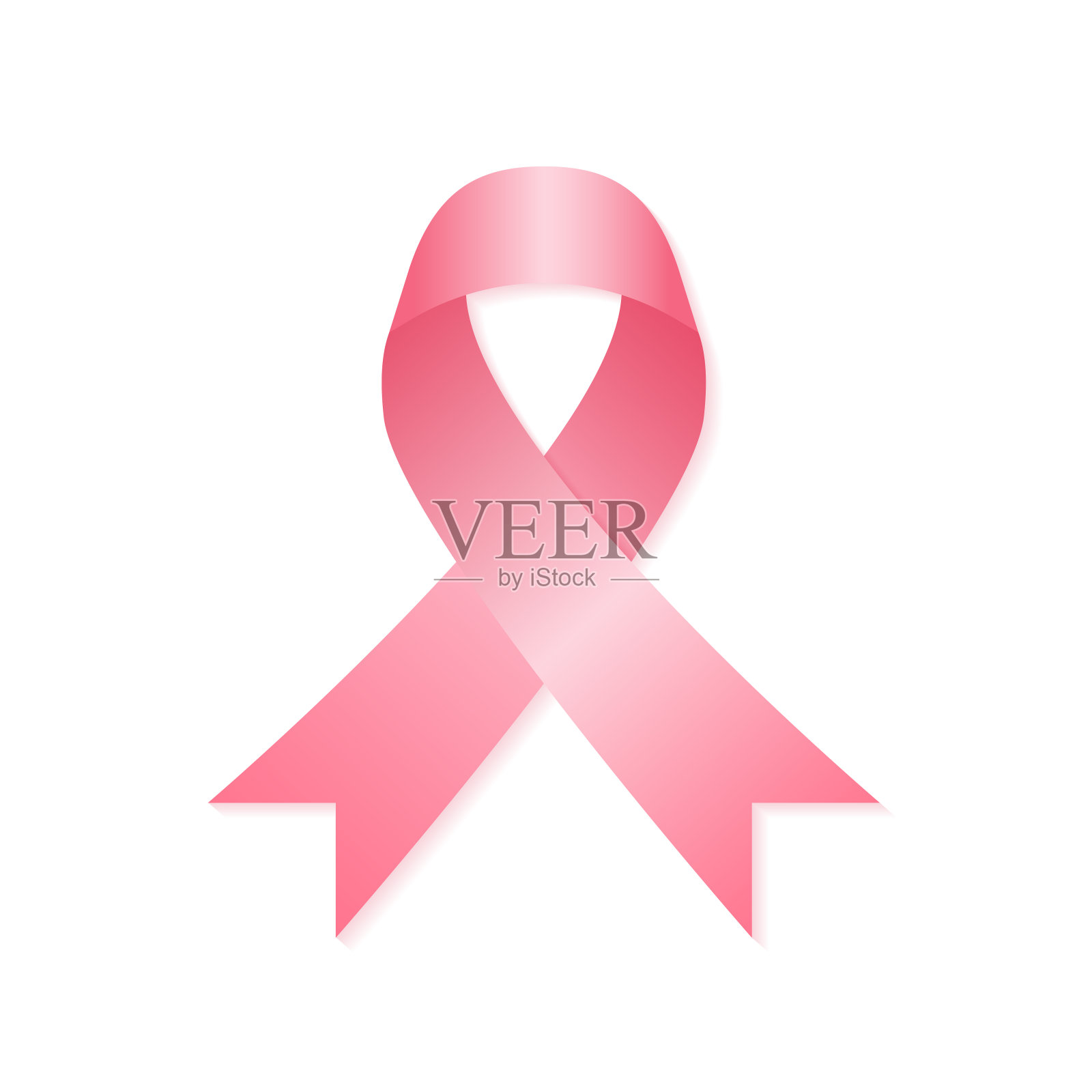 逼真的粉色丝带。白色背景上孤立的乳腺癌意识符号。矢量图插画图片素材