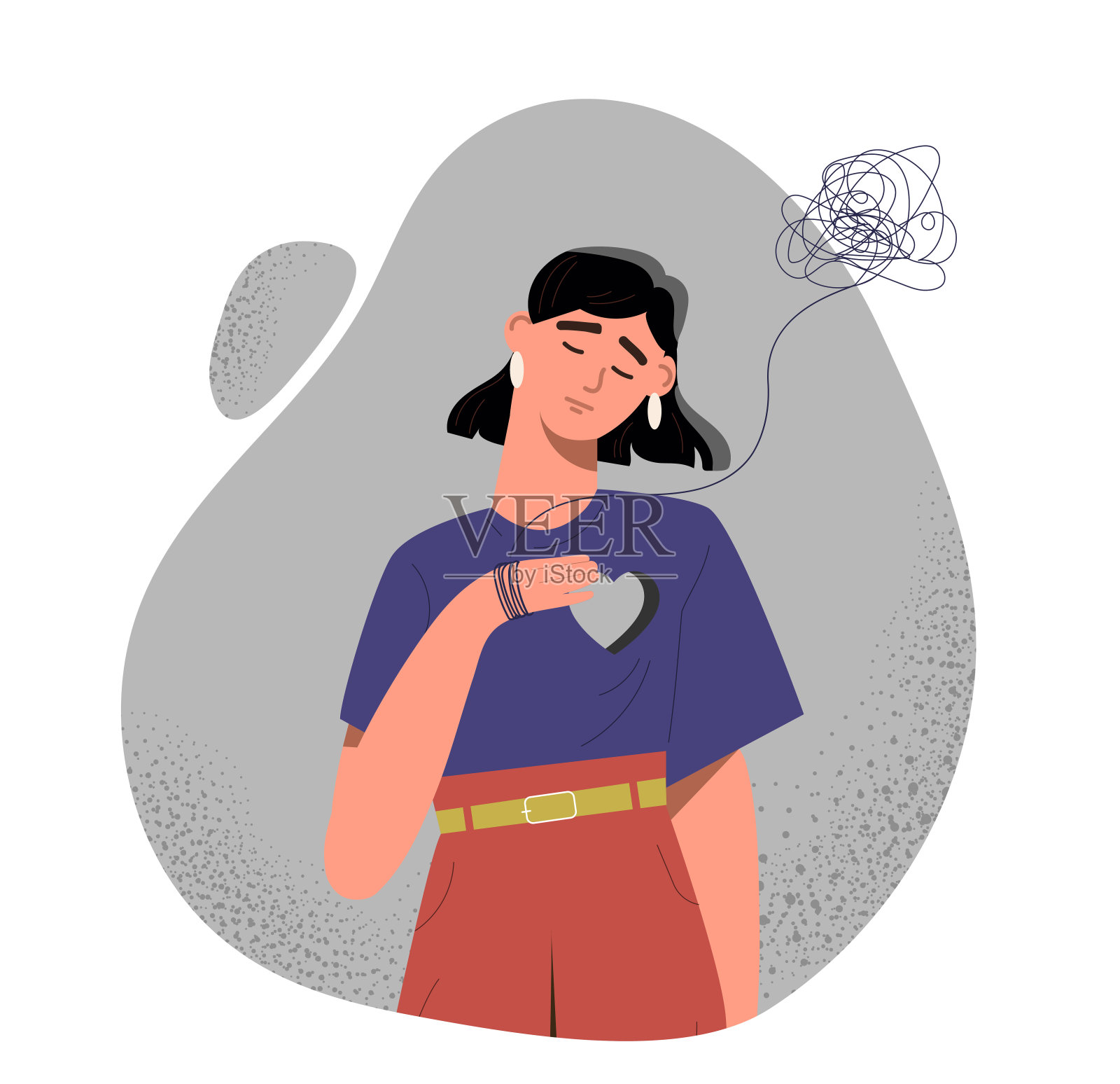 女人以空虚感为载体插画图片素材