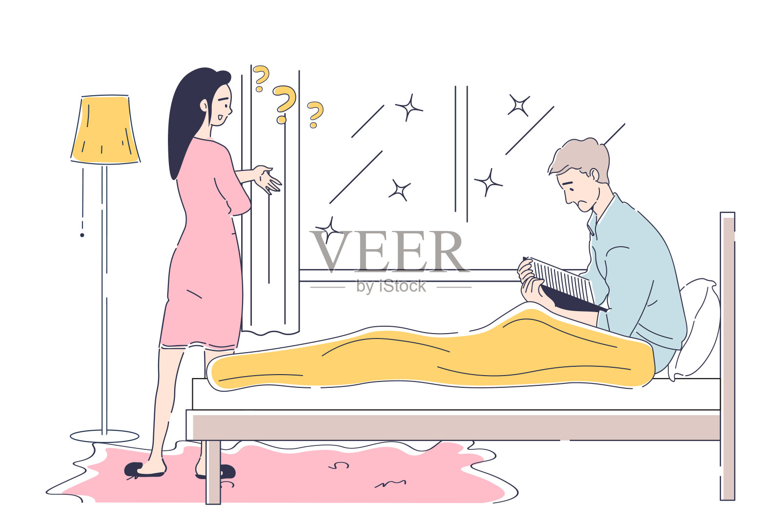 躺在床上的人矢量简单插画图片素材