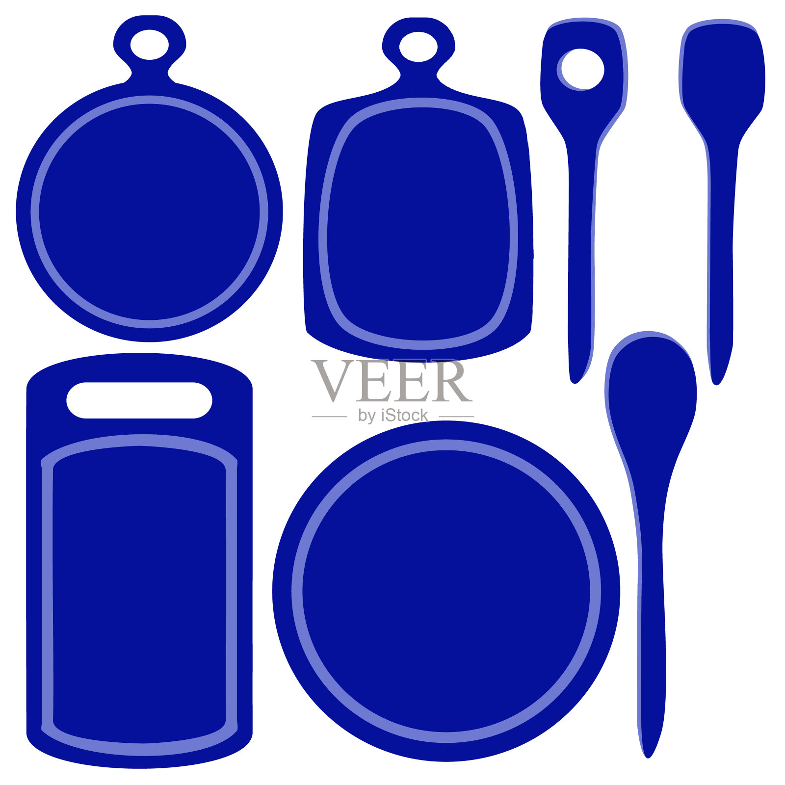 矢量砧板与勺子，插图。插画图片素材