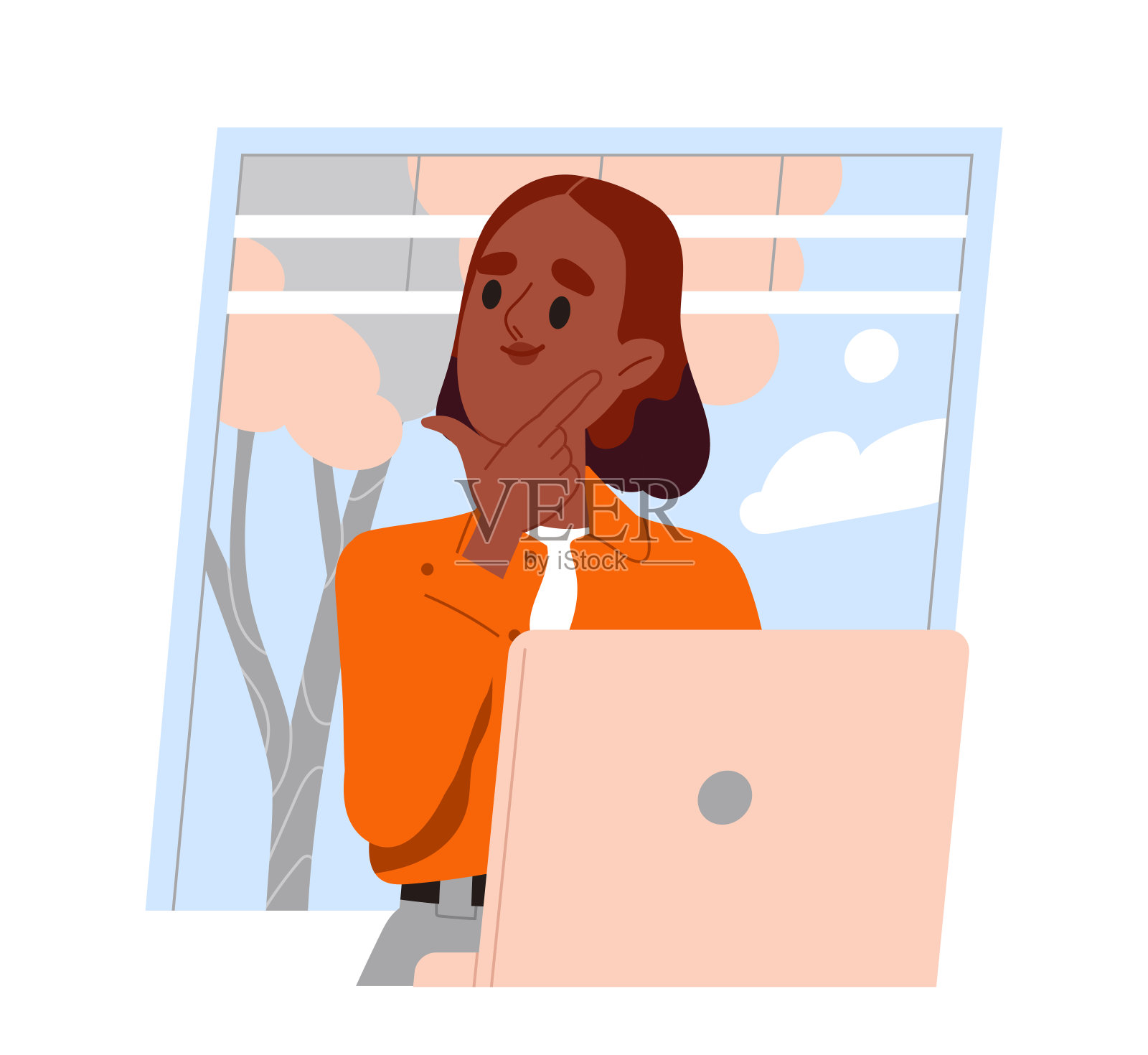 商务人士在笔记本电脑矢量工作插画图片素材