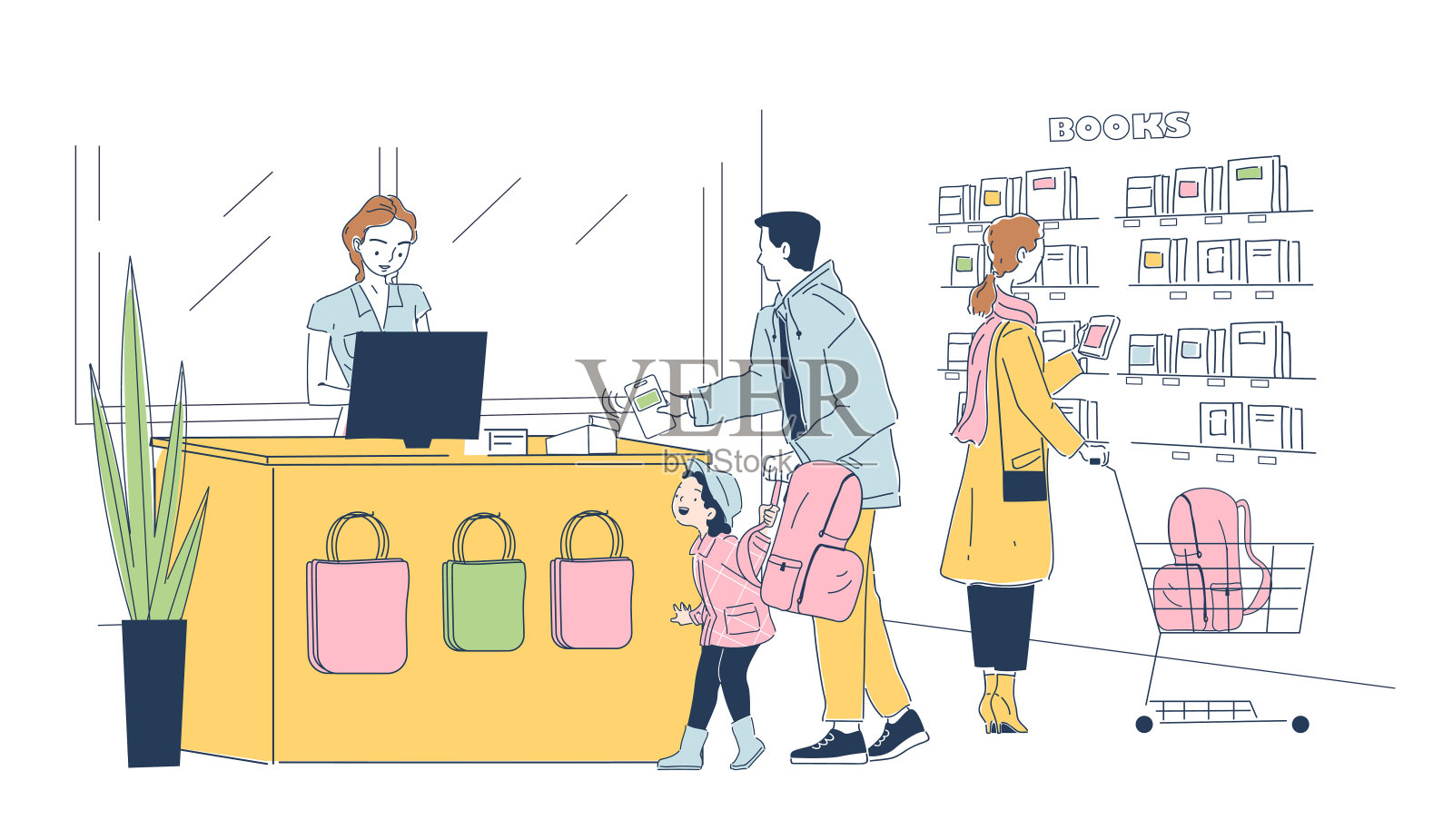 在商店购物矢量简单插画图片素材