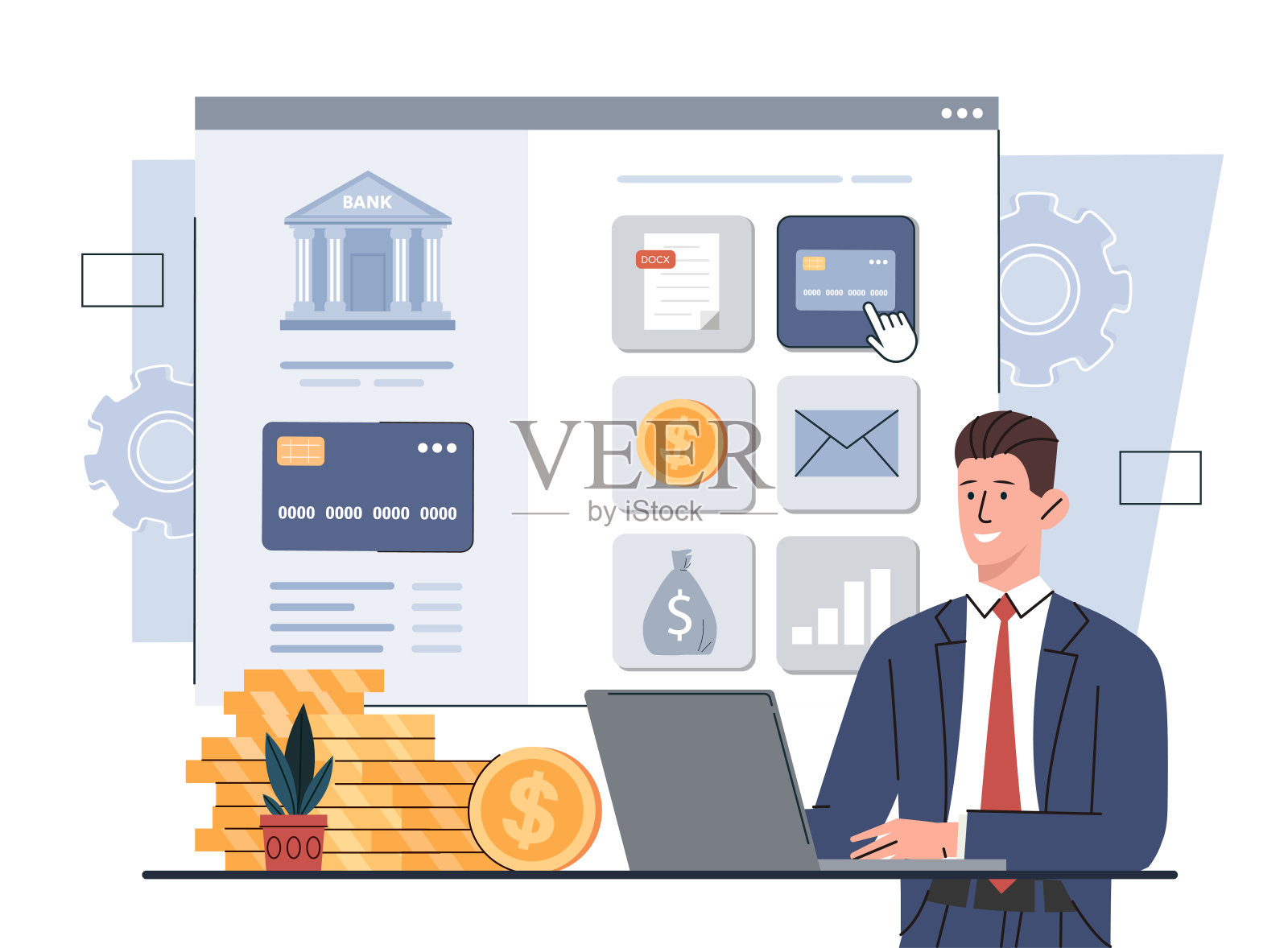网上银行插画图片素材