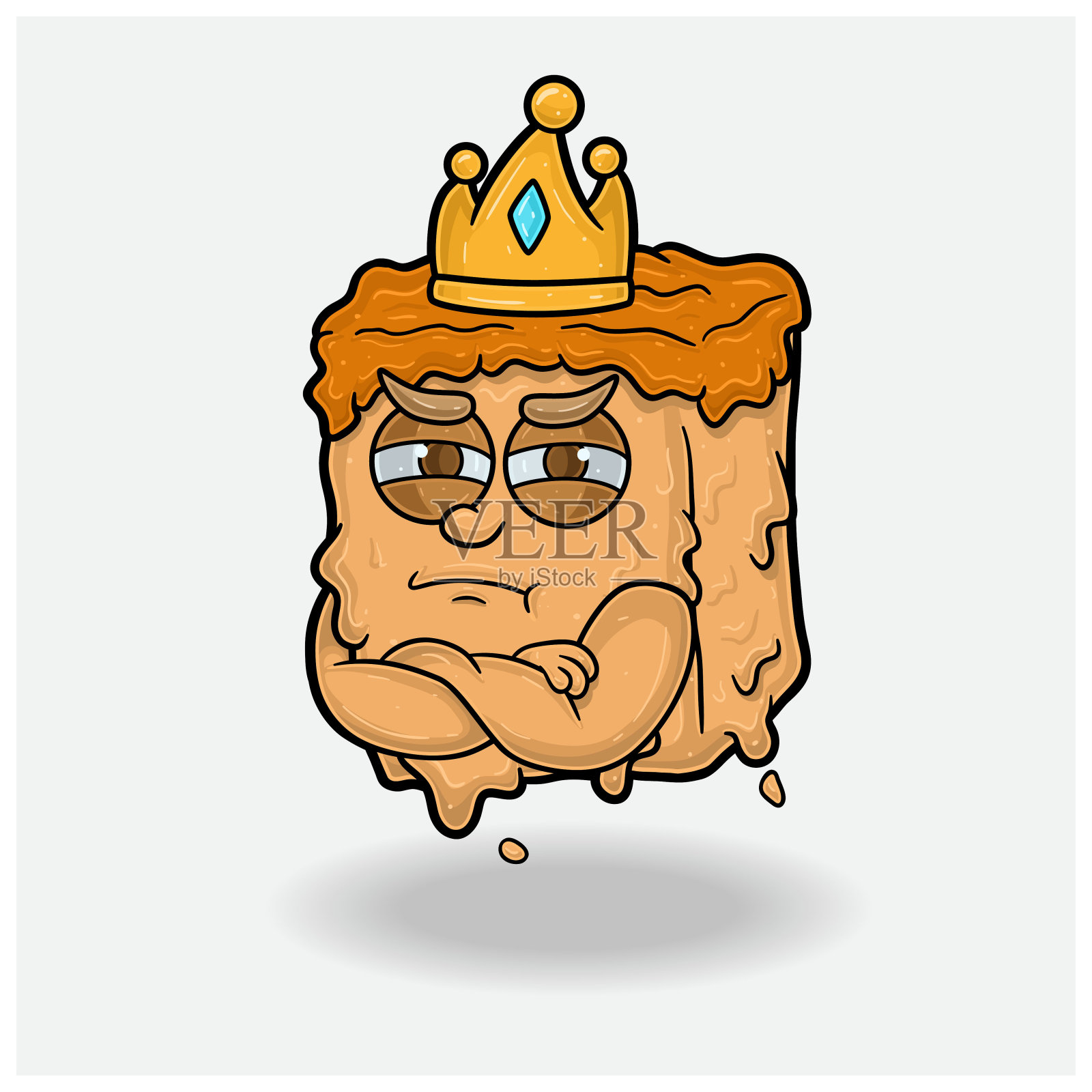 带有嫉妒表情的焦糖吉祥物卡通。用于品牌，标签，包装和产品。插画图片素材