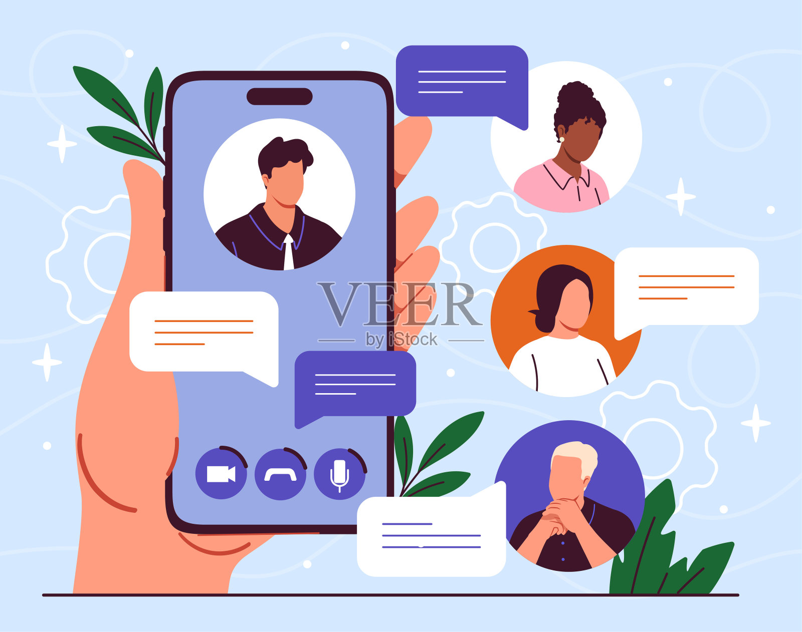 手持智能手机矢量插画图片素材