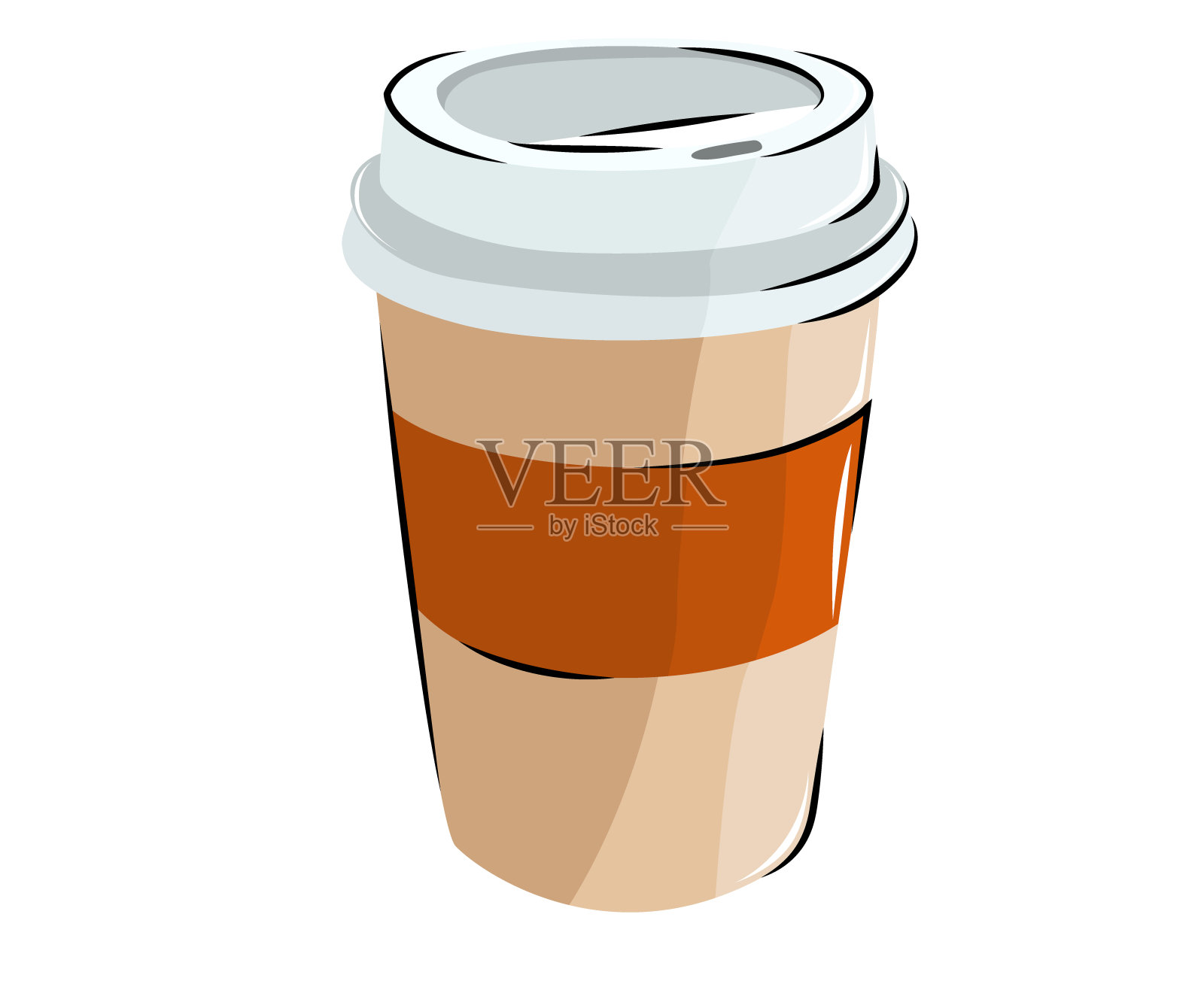 卡通纸咖啡杯。极简主义风格。三维现实的咖啡杯模拟矢量模板。生物生态杯回收插画图片素材