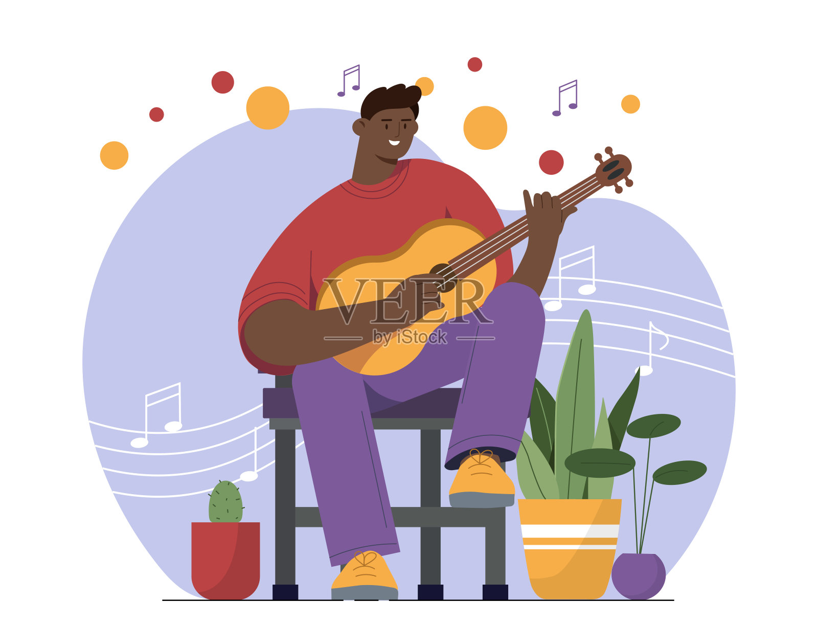 音乐家与吉他矢量插画图片素材