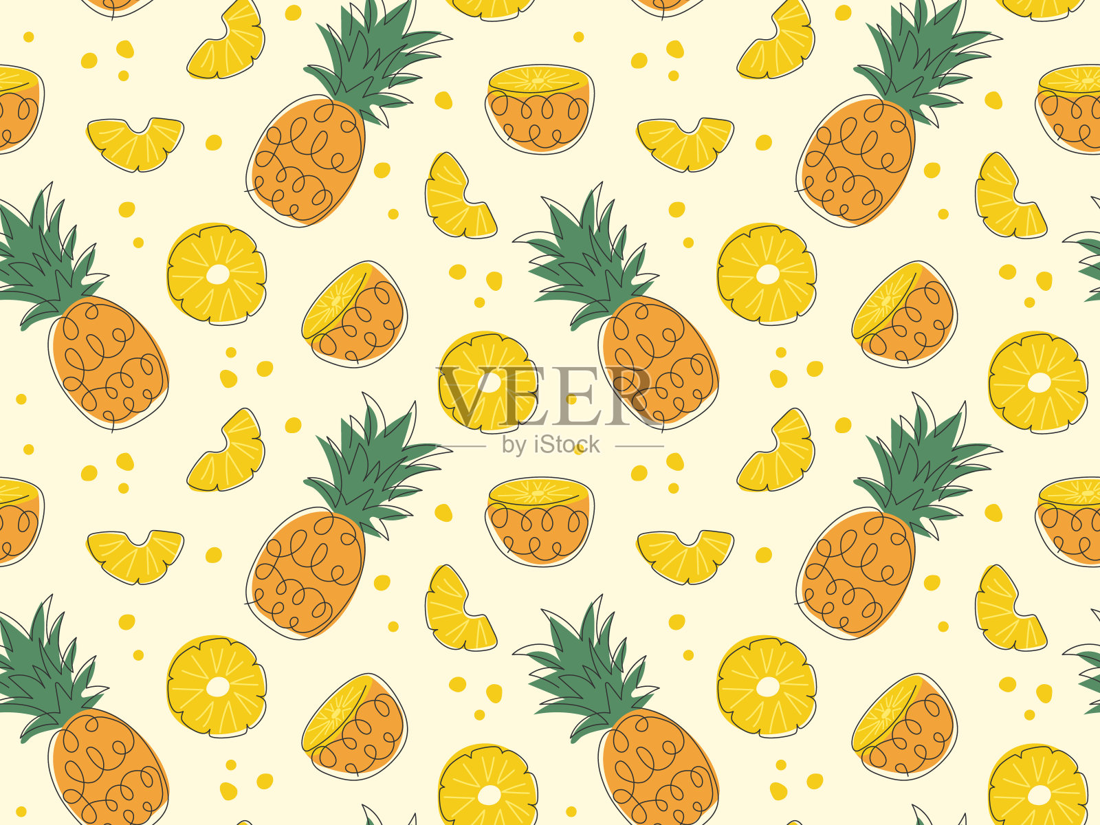 夏季热带无缝花纹插画图片素材