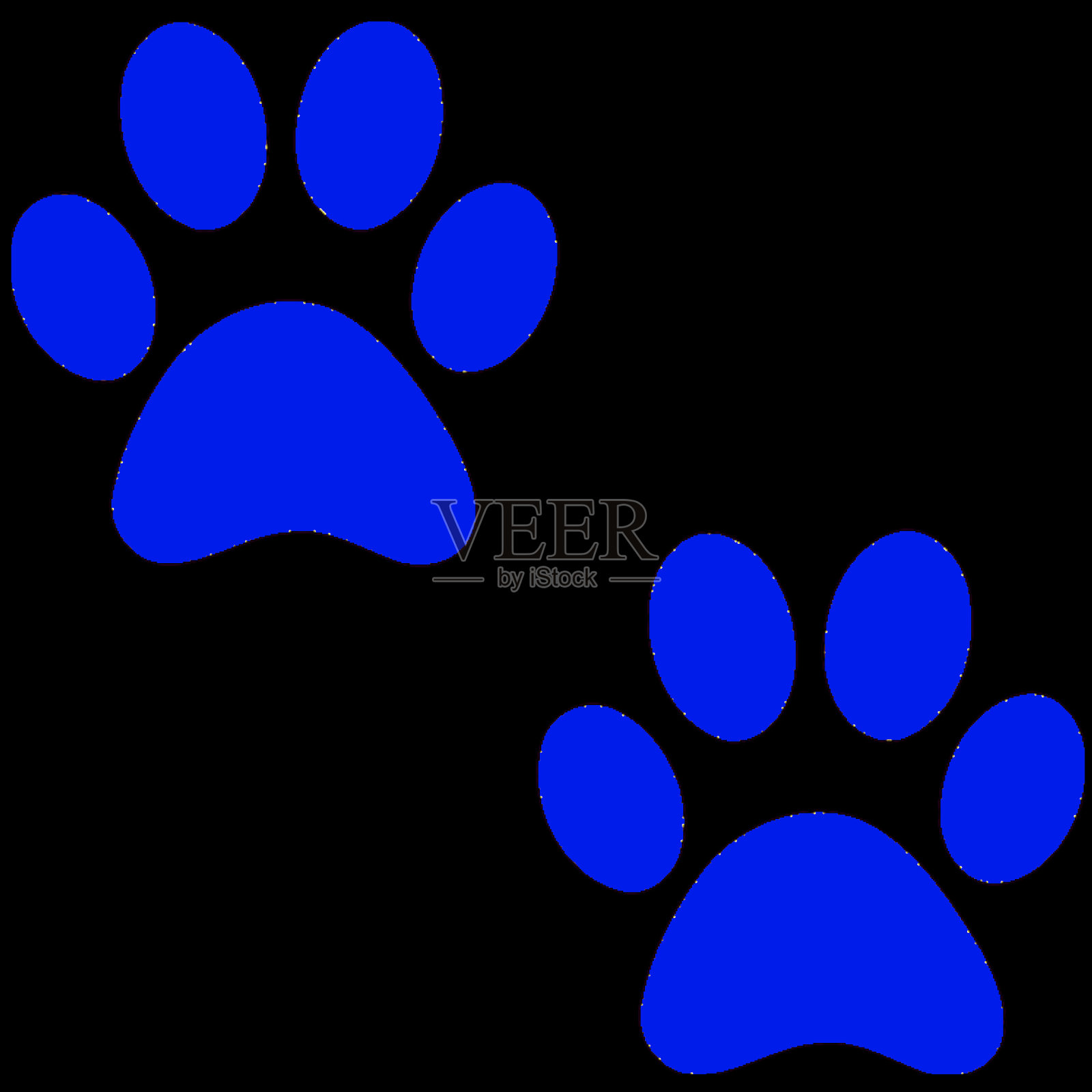 蓝狗爪插画图片素材