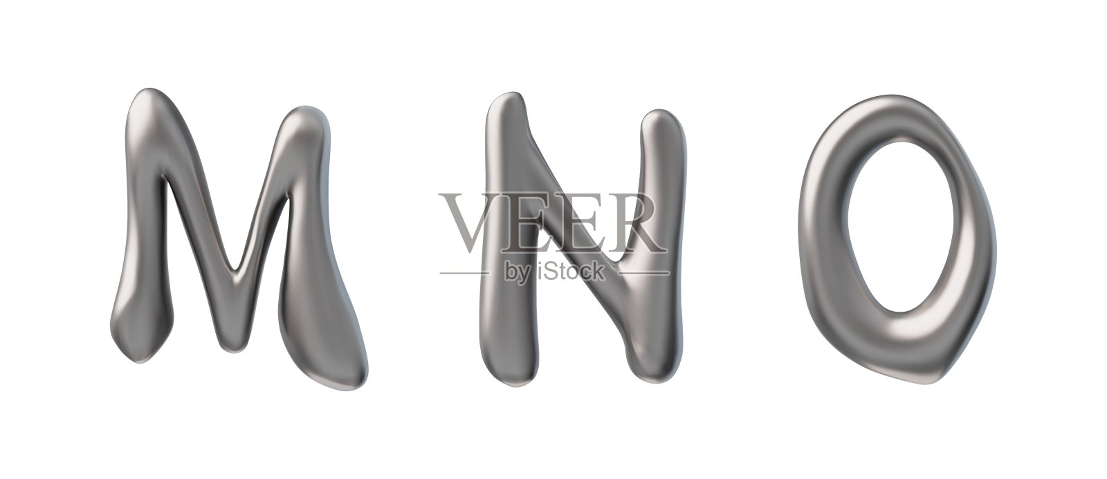 Y2K 3D字母M, N, O图标矢量插图90年代和00年代的时尚设计插画图片素材