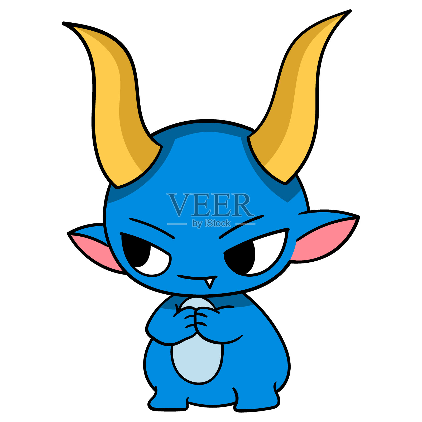 绿色的魔鬼行动思考邪恶的策略插画图片素材