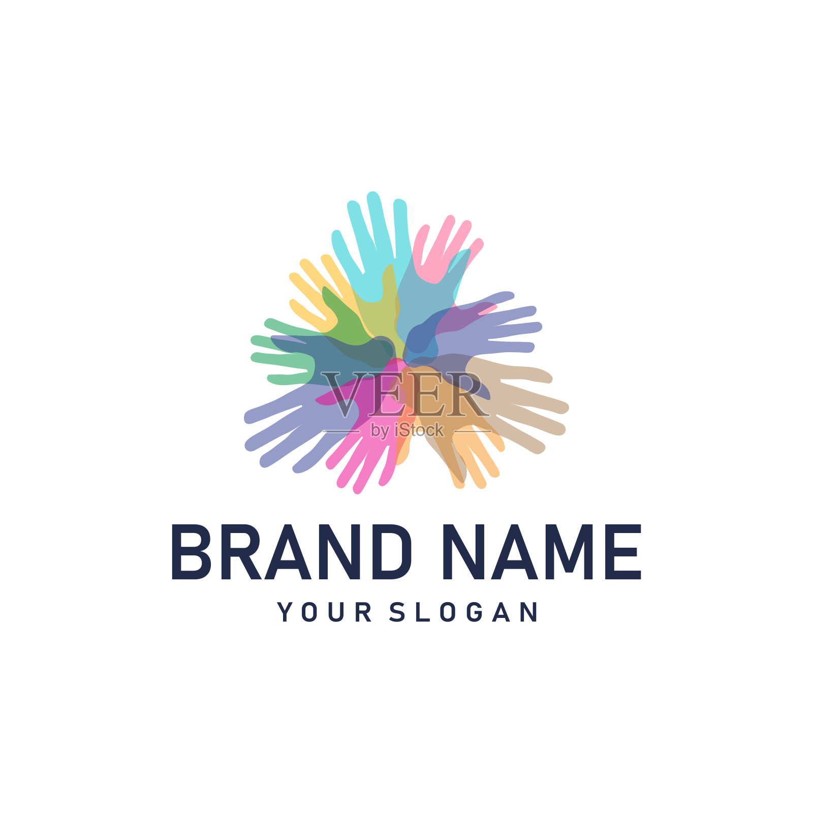 手标志设计手护理，商业团队和身体健康插图简单的现代模板插画图片素材