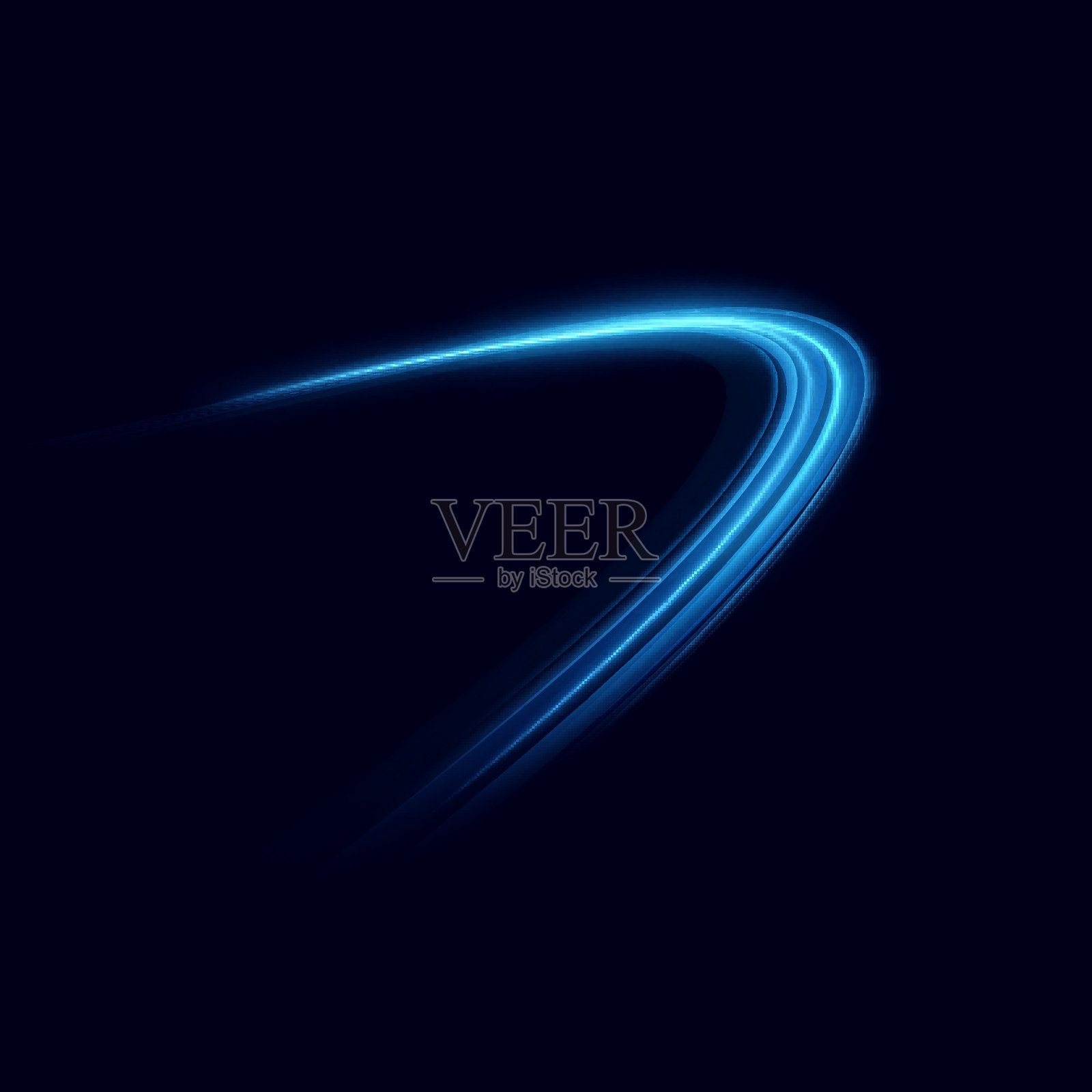 蓝色速度的霓虹线。光运动的动态轨迹。光波的痕迹，线的痕迹。未来的霓虹灯线。光的移动效果。神经网络插画图片素材