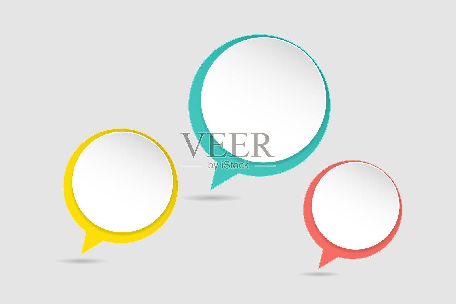 多色圈语音气泡。关于沟通和社交媒体的概念形象，客户反馈插画图片素材