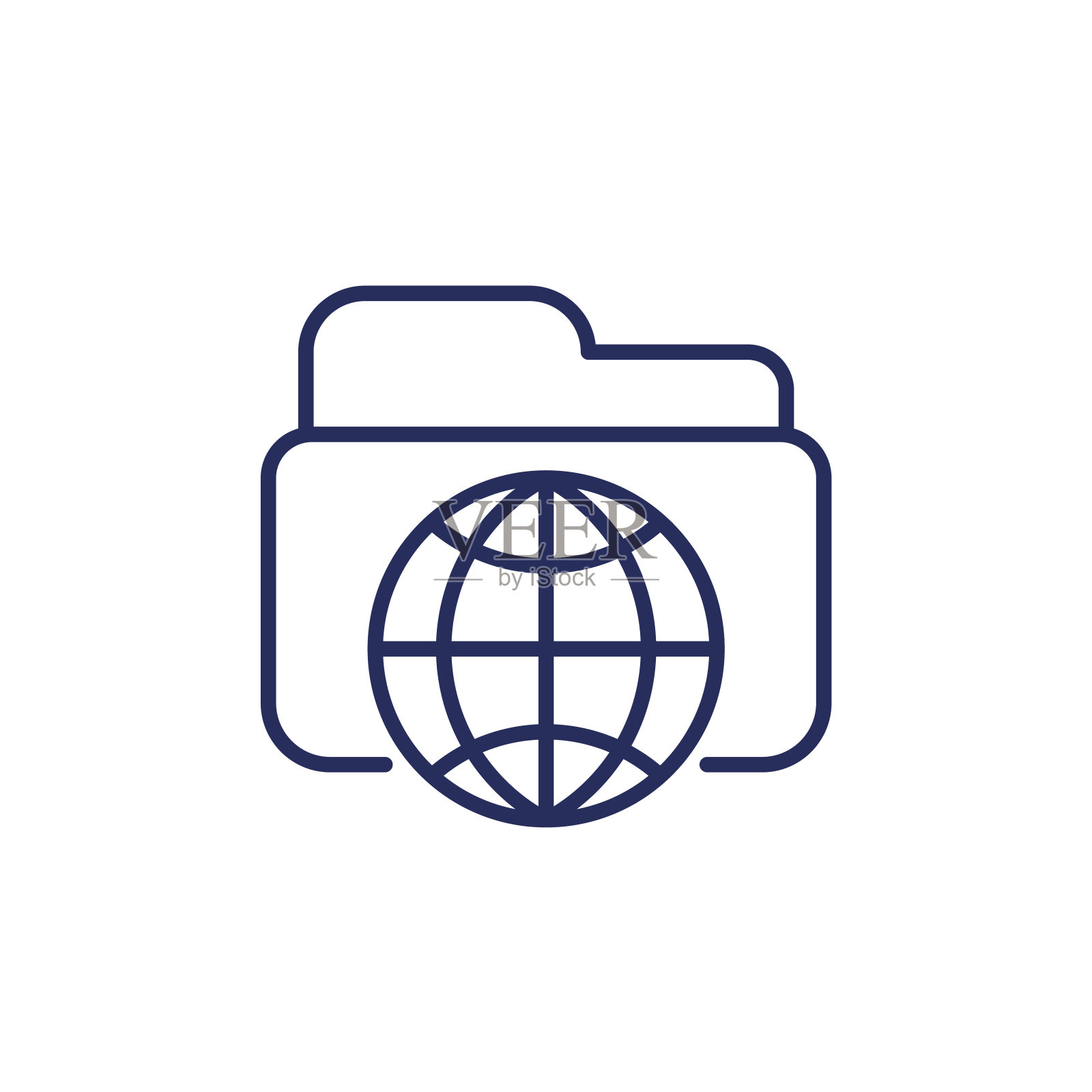 联机文件夹线图标在白色插画图片素材